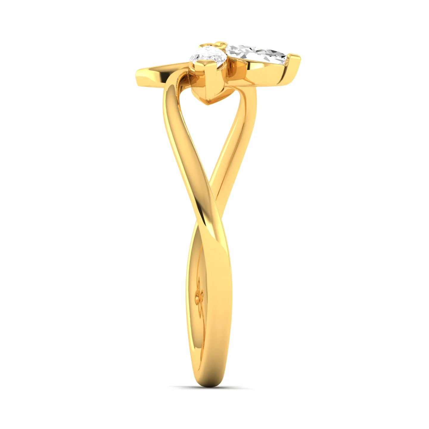 Lab Grown Diamond Butterfly Ring 9k Solid Gold - Image 3
