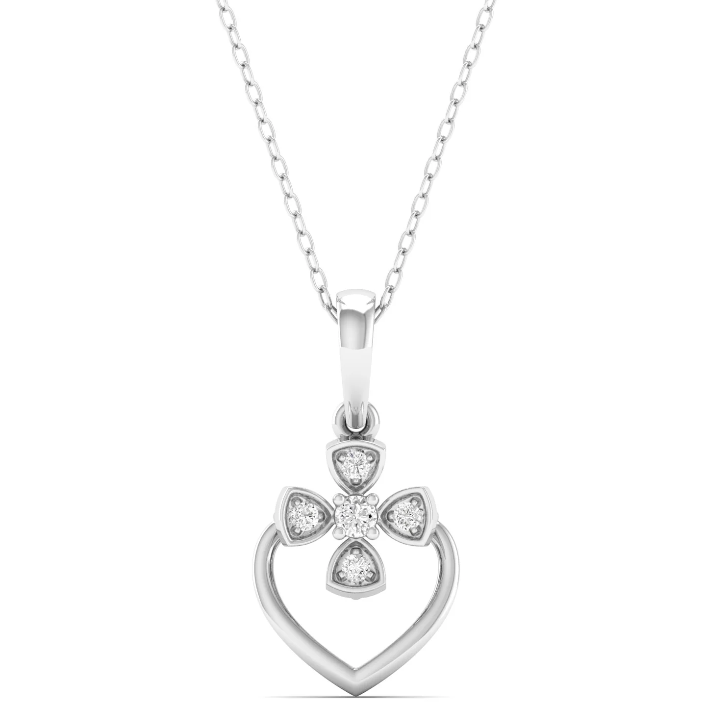 0.06Ct Round Diamond Heart Cross Pendant 9k Solid Gold - Image 5