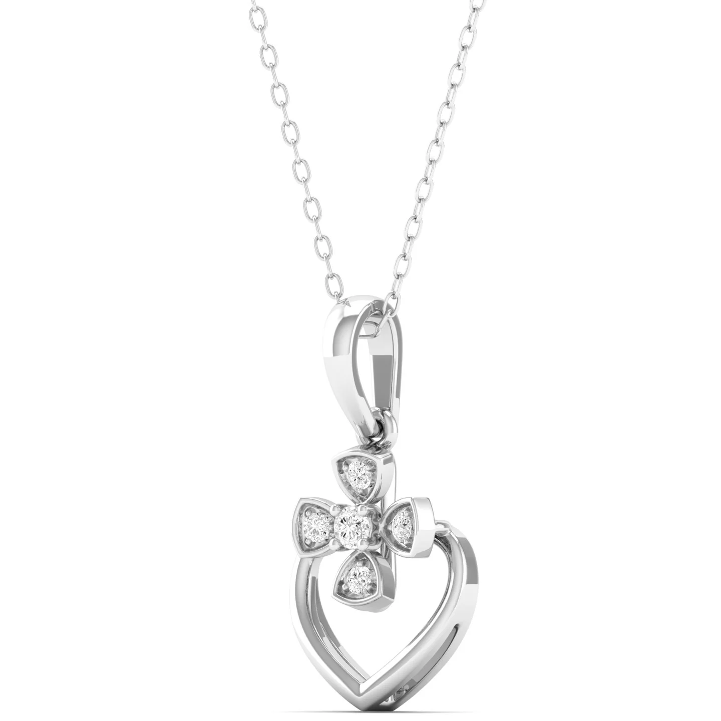 0.06Ct Round Diamond Heart Cross Pendant 9k Solid Gold - Image 7