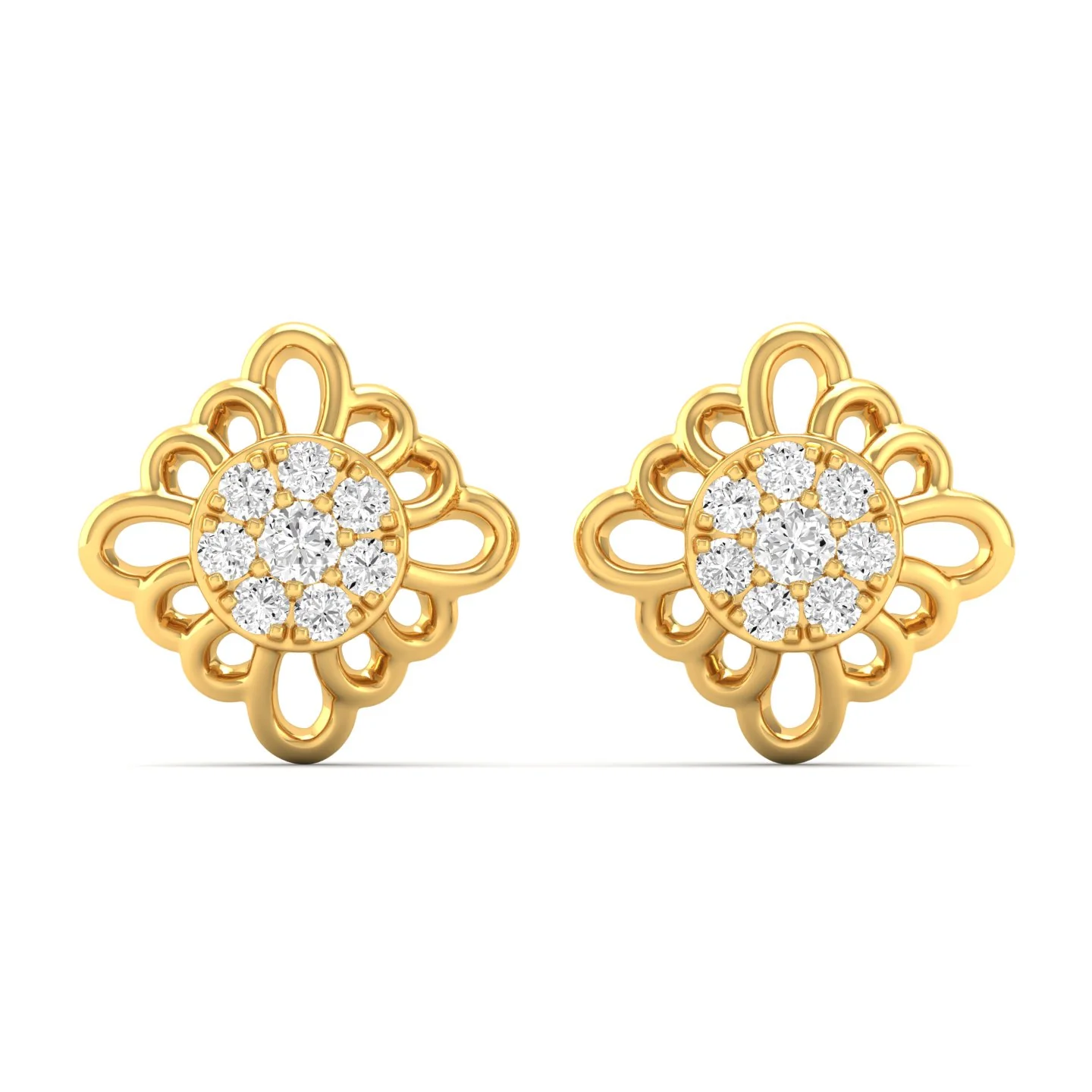 0.16 Ct Diamond Fashion Stud Earrings 9k Solid Gold