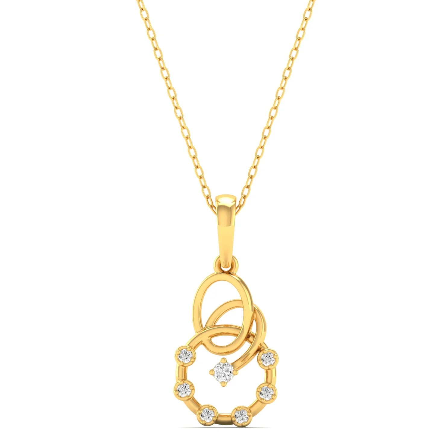 0.07Ct Round Diamond Circle Pendant 9k Solid Gold