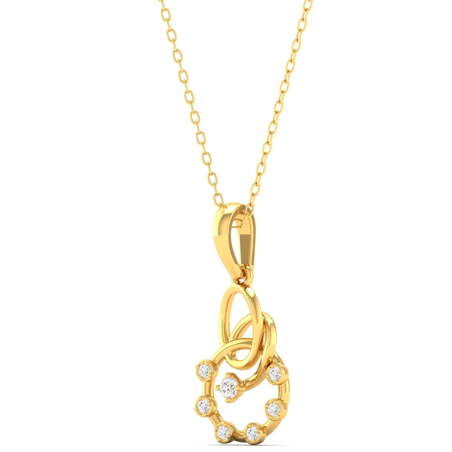 0.07Ct Round Diamond Circle Pendant 9k Solid Gold - Image 2