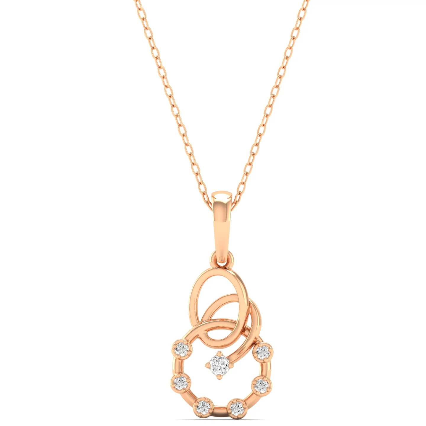 0.07Ct Round Diamond Circle Pendant 9k Solid Gold - Image 4