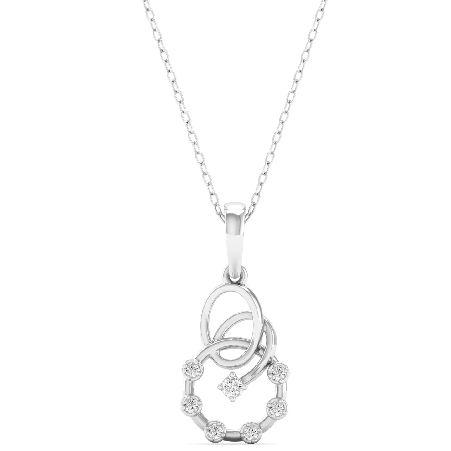 0.07Ct Round Diamond Circle Pendant 9k Solid Gold - Image 6