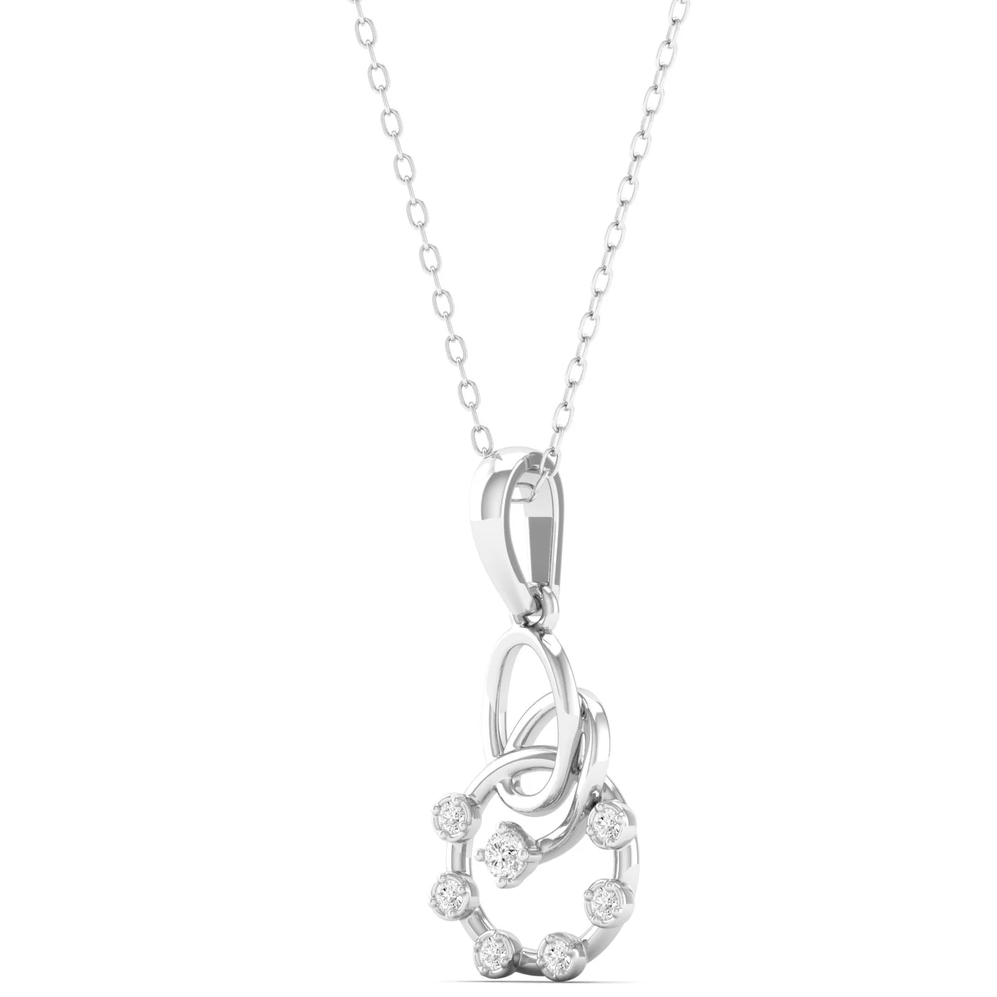 0.07Ct Round Diamond Circle Pendant 9k Solid Gold - Image 7