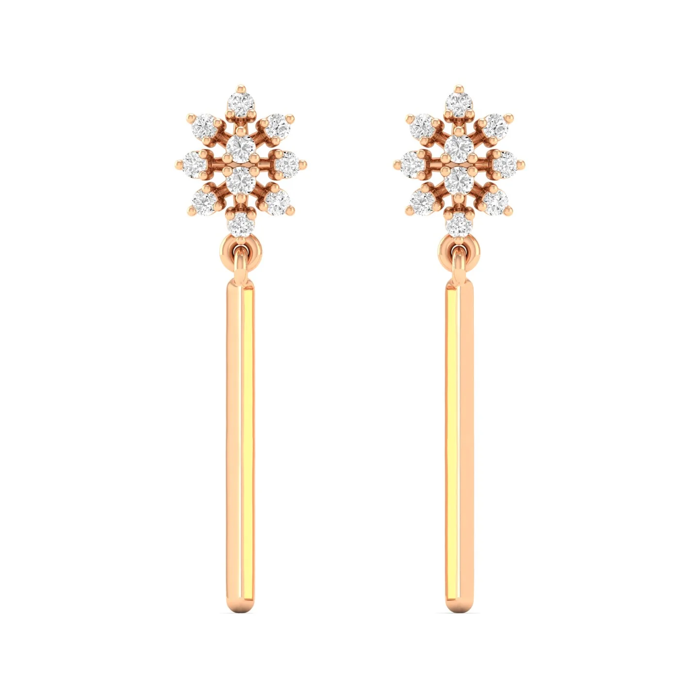 0.16 Ct Diamond Fashion Drop Earrings 9k Solid Gold - Image 3