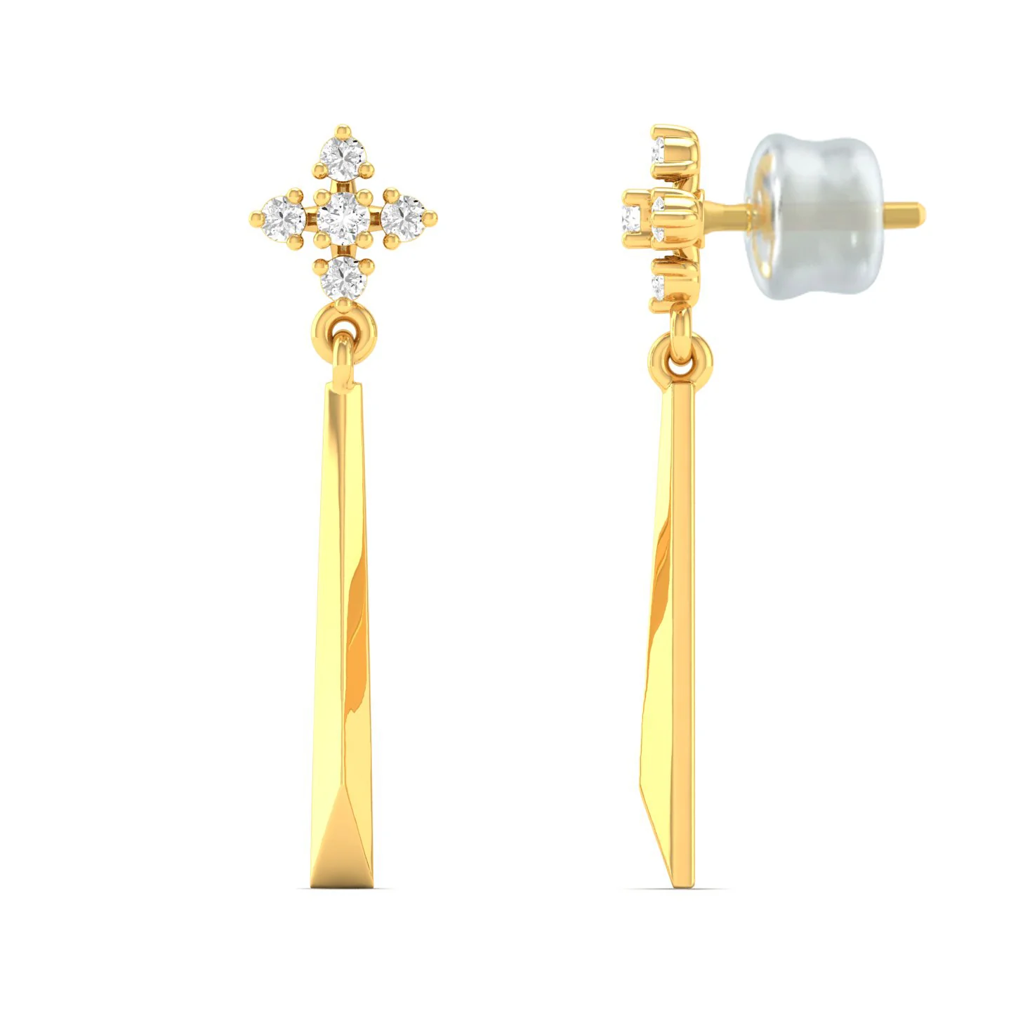 0.10 Ct Diamond Fashion Drop Earrings 9k Solid Gold - Image 2