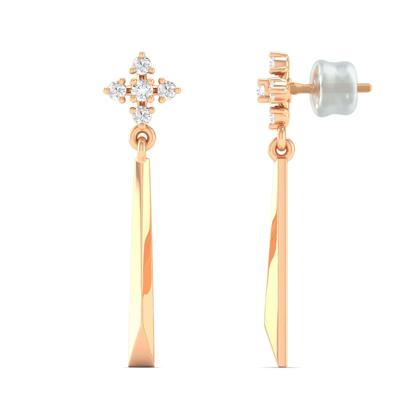 0.10 Ct Diamond Fashion Drop Earrings 9k Solid Gold - Image 5