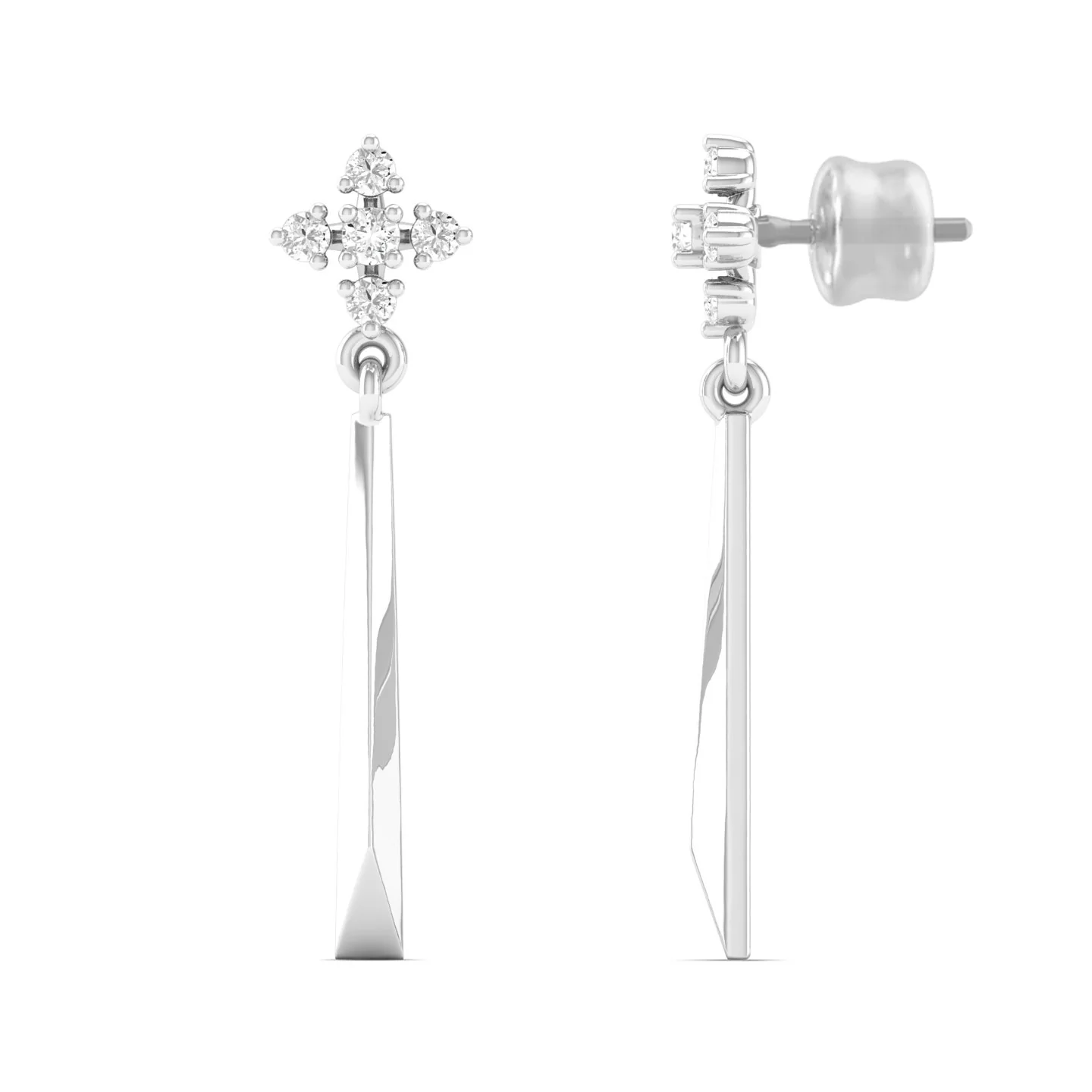 0.10 Ct Diamond Fashion Drop Earrings 9k Solid Gold - Image 6