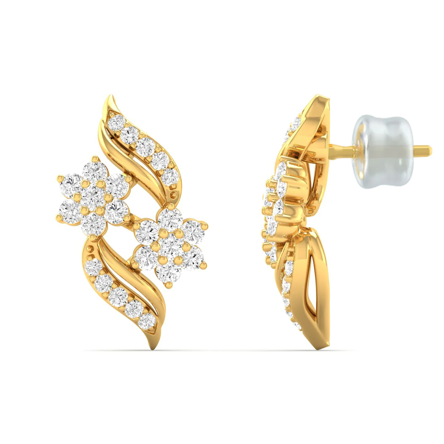 0.42 Ct Diamond Fashion Stud Earrings 9k Solid Gold - Image 2