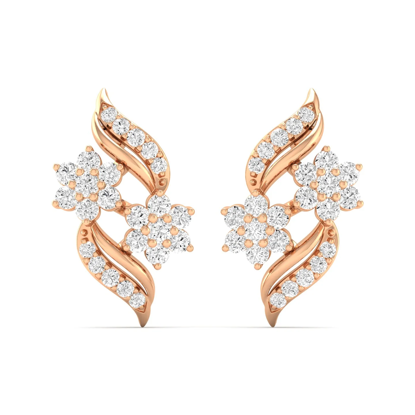 0.42 Ct Diamond Fashion Stud Earrings 9k Solid Gold - Image 3