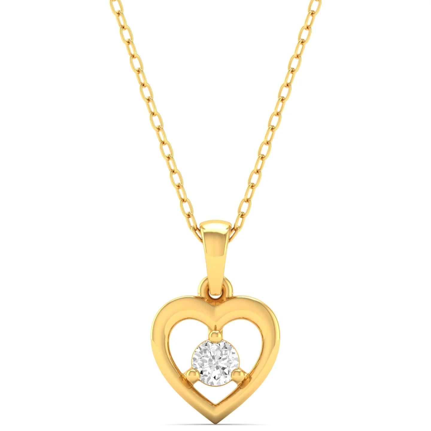 0.09Ct Round Diamond Heart Pendant 9k Solid Gold