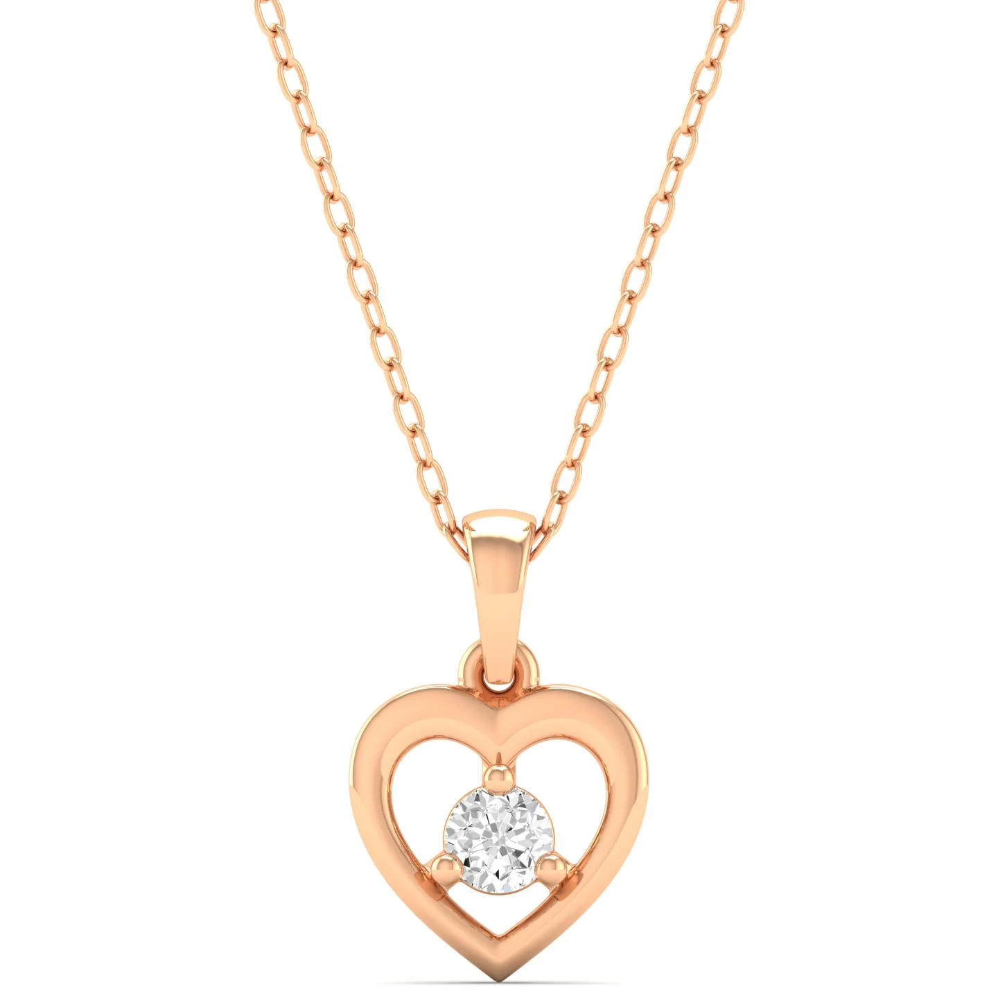 0.09Ct Round Diamond Heart Pendant 9k Solid Gold - Image 2