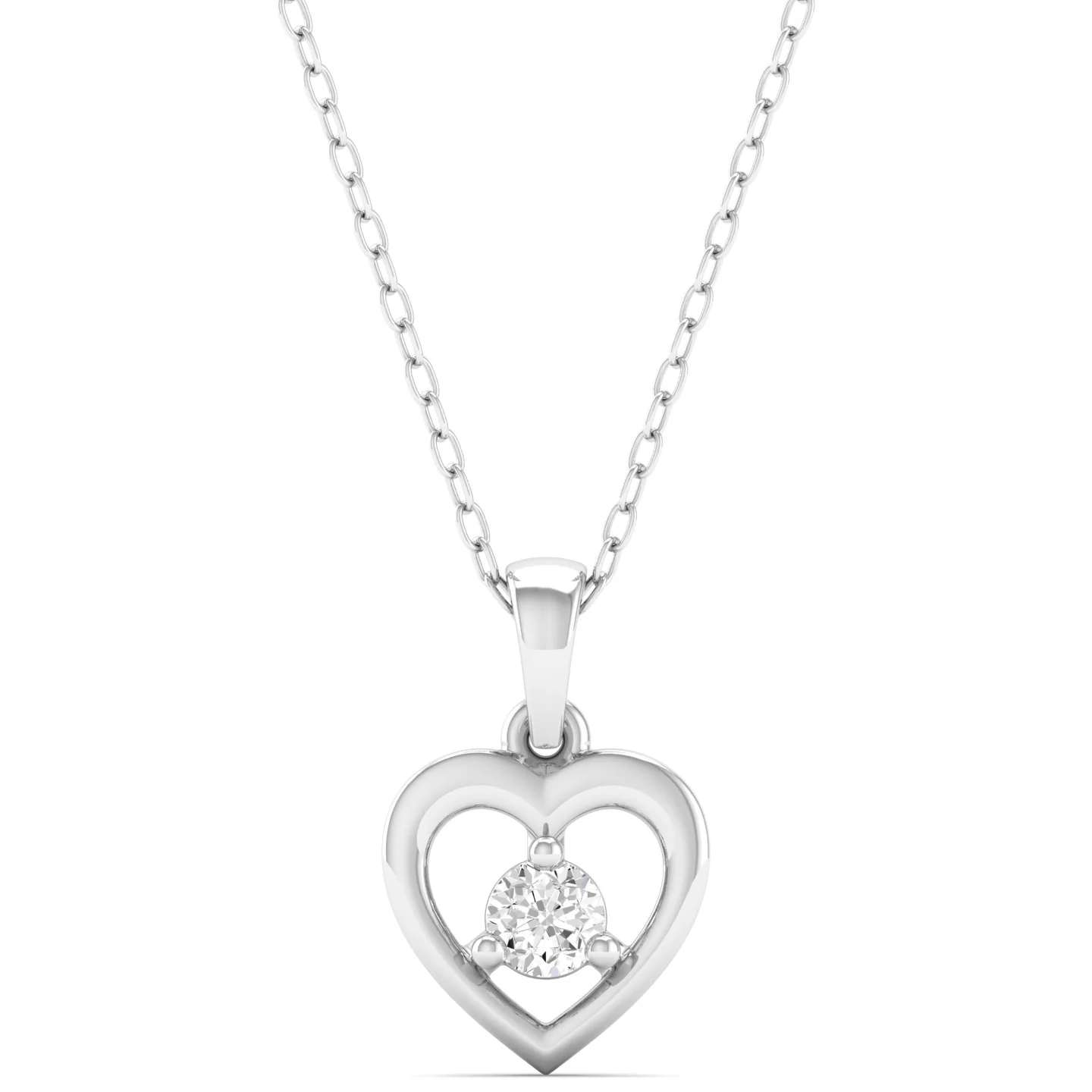 0.09Ct Round Diamond Heart Pendant 9k Solid Gold - Image 4