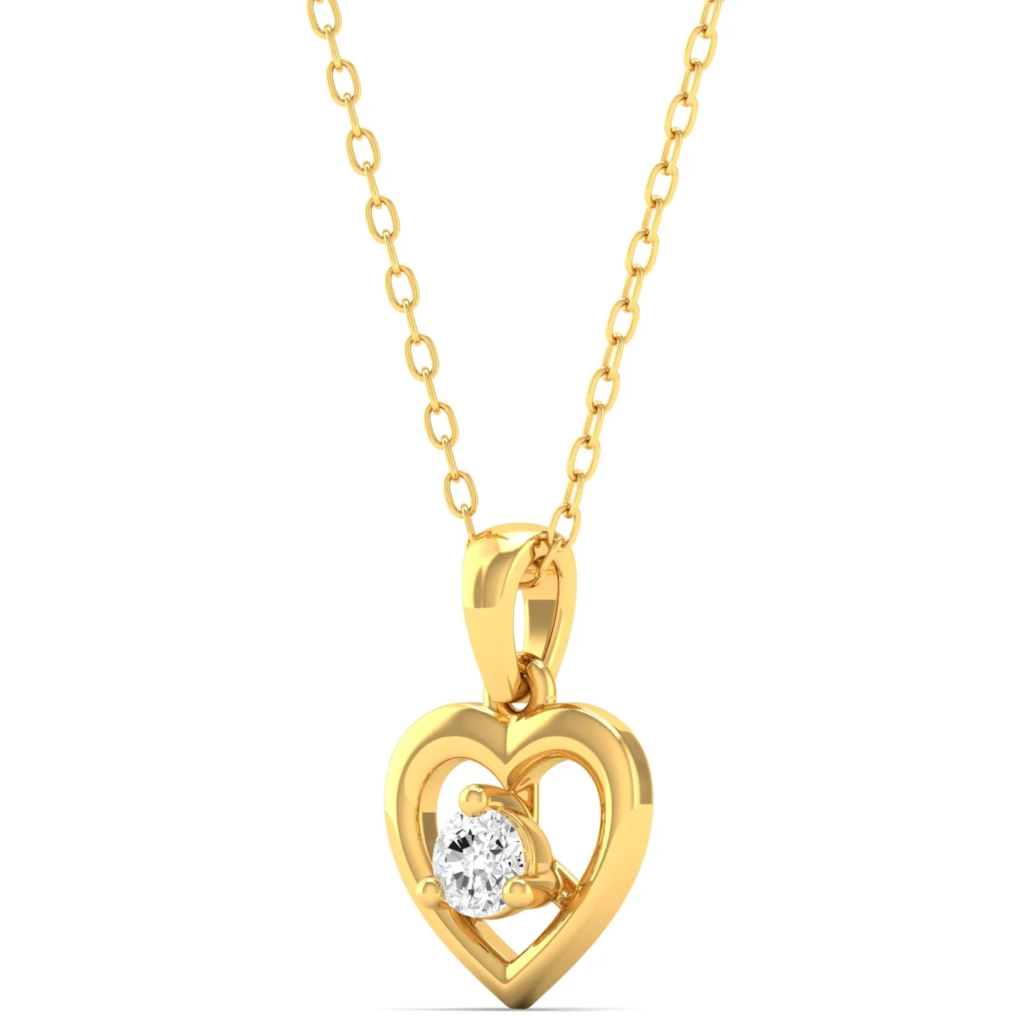 0.09Ct Round Diamond Heart Pendant 9k Solid Gold - Image 5