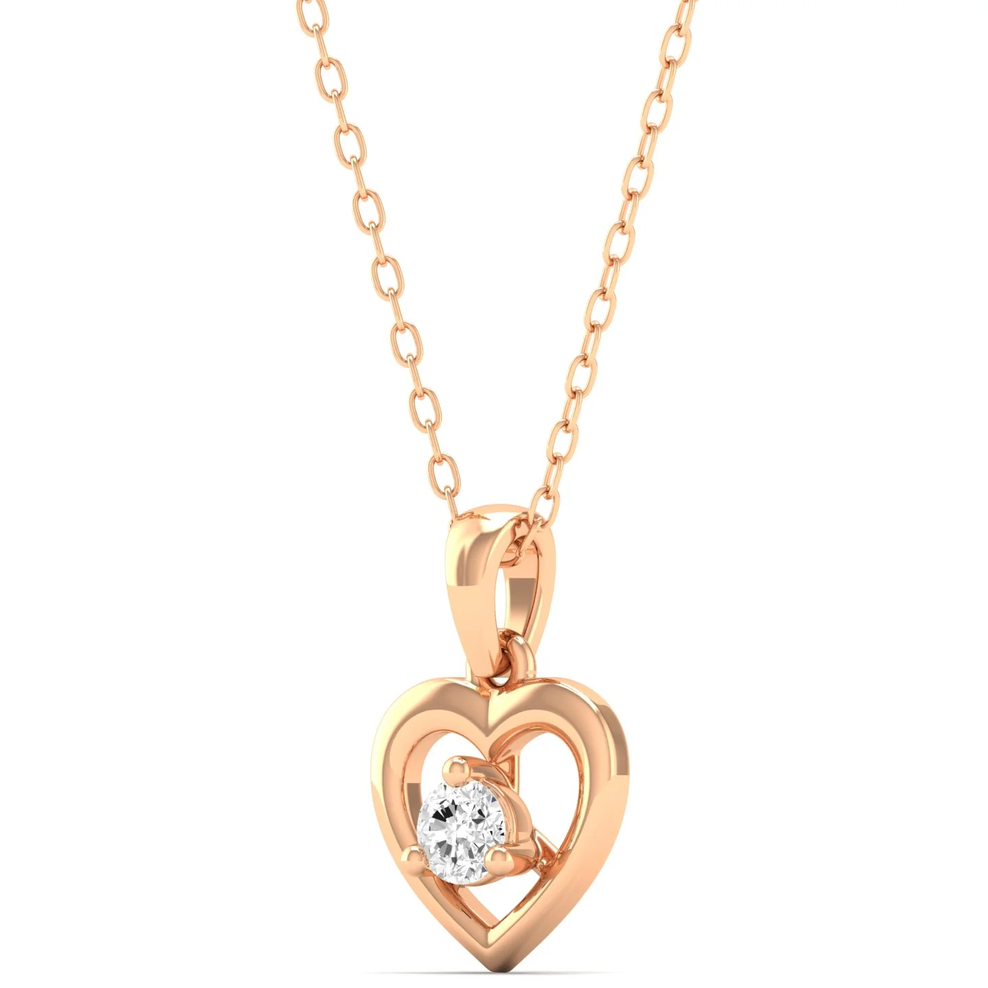 0.09Ct Round Diamond Heart Pendant 9k Solid Gold - Image 7