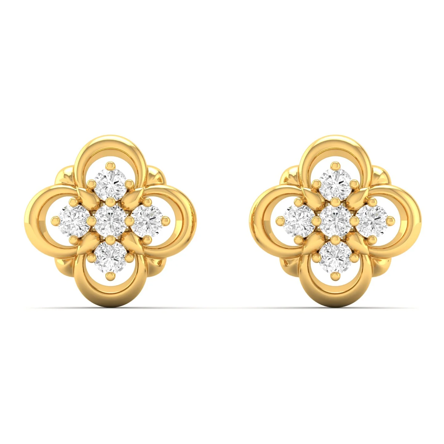0.13 Ct Diamond Fashion Stud Earrings 9k Solid Gold
