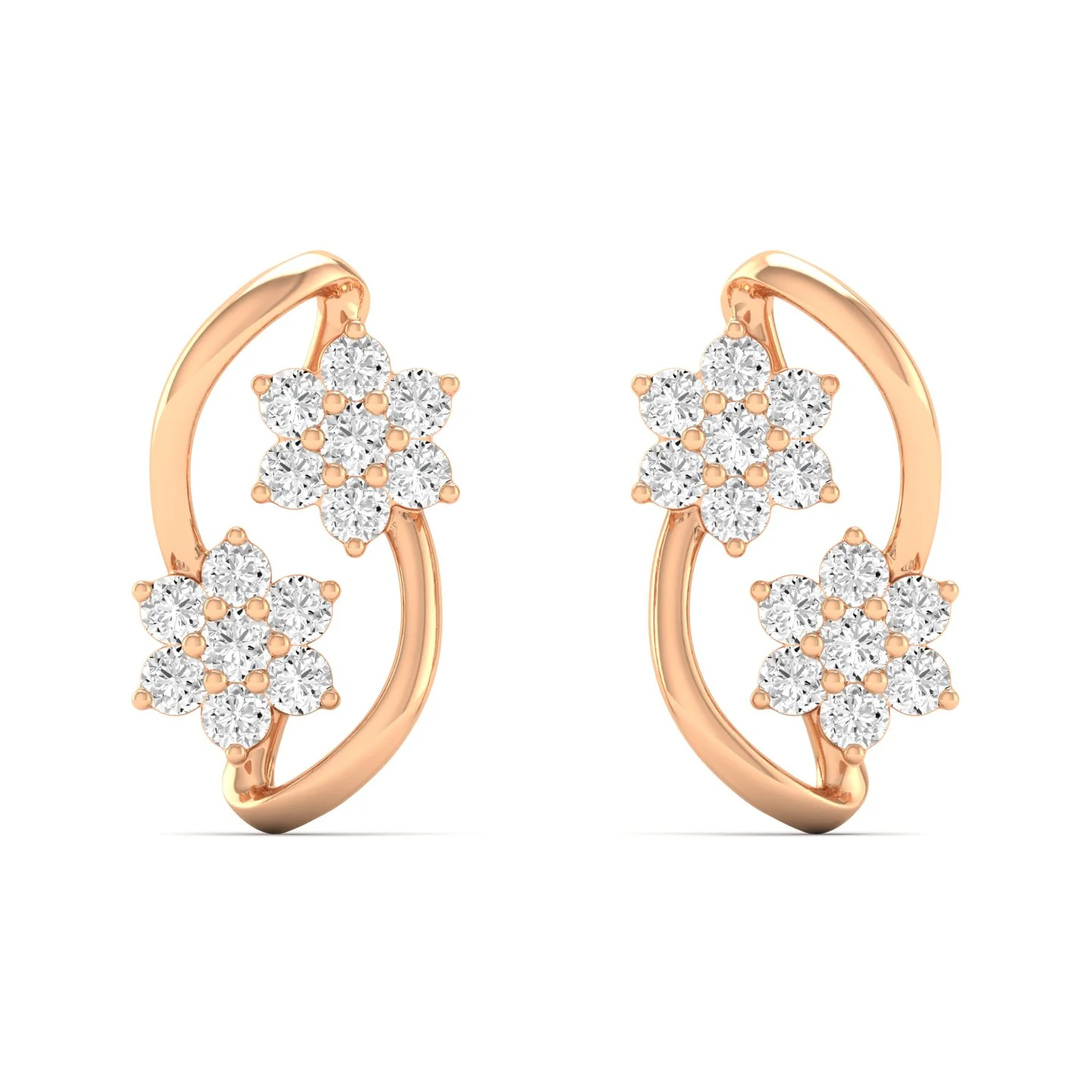 0.42 Ct Diamond Fashion Stud Earrings 9k Solid Gold - Image 3