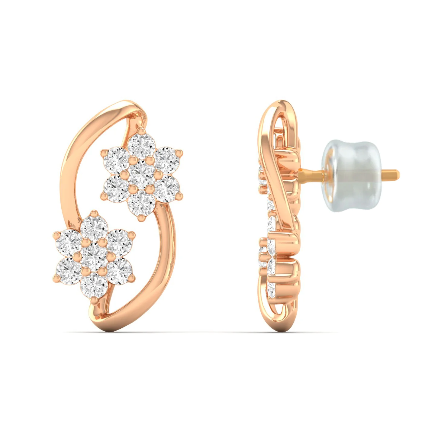 0.42 Ct Diamond Fashion Stud Earrings 9k Solid Gold - Image 4