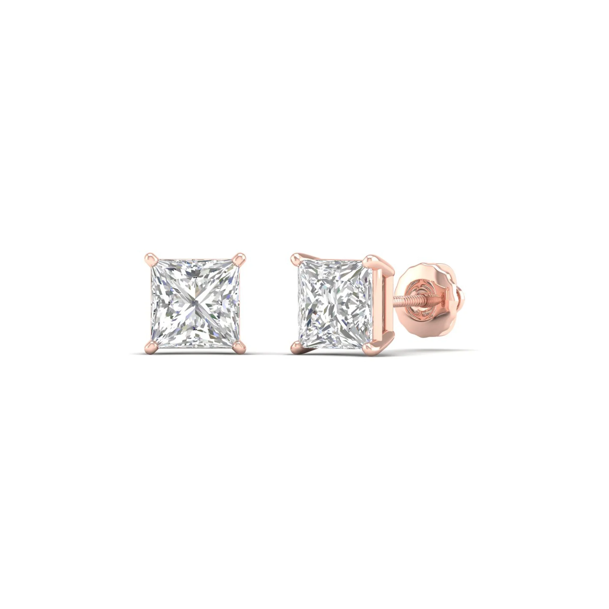1 1/2 ctw Classic Princess Solitaire Ear Stud - Image 10