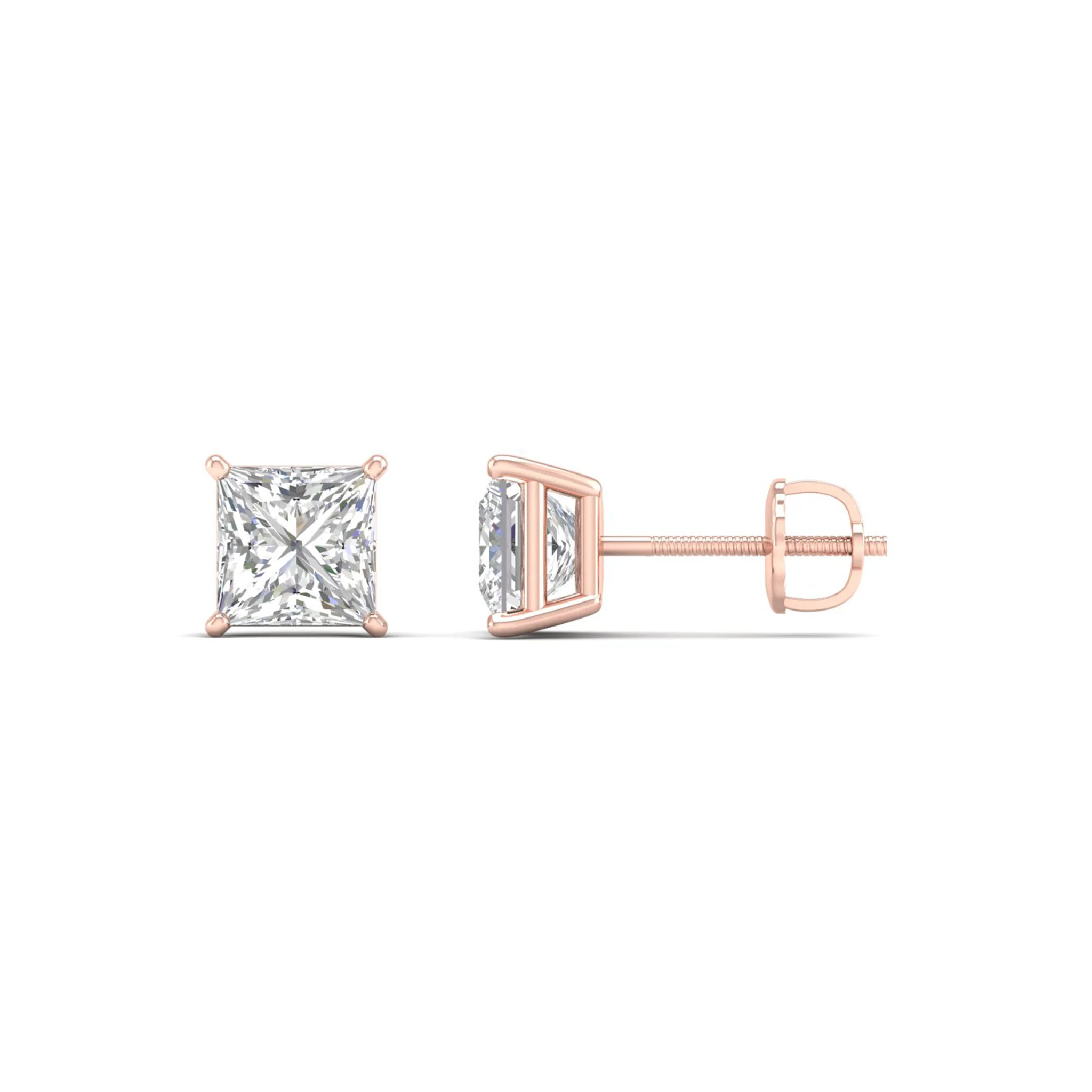 1 1/2 ctw Classic Princess Solitaire Ear Stud - Image 11