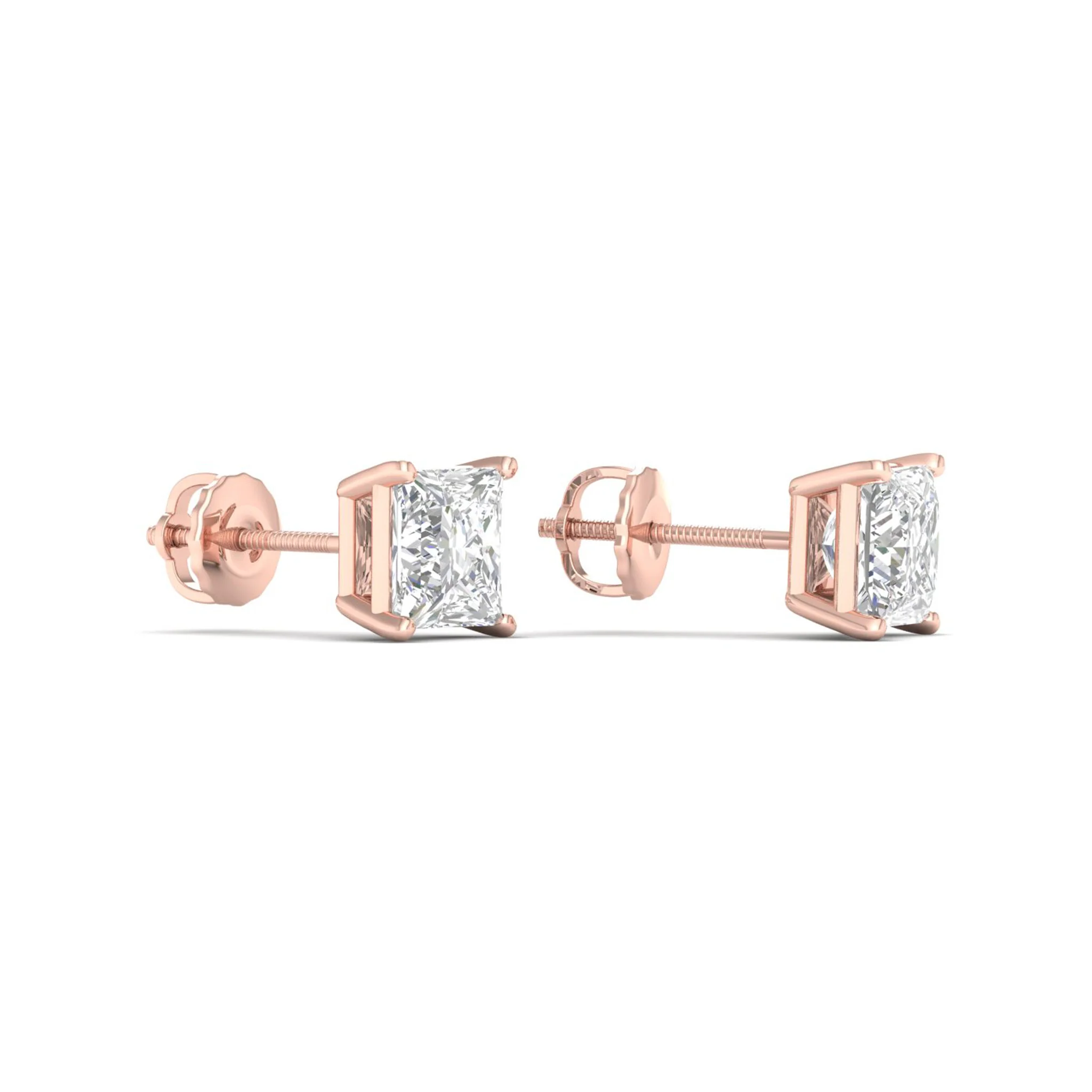 1 1/2 ctw Classic Princess Solitaire Ear Stud - Image 12