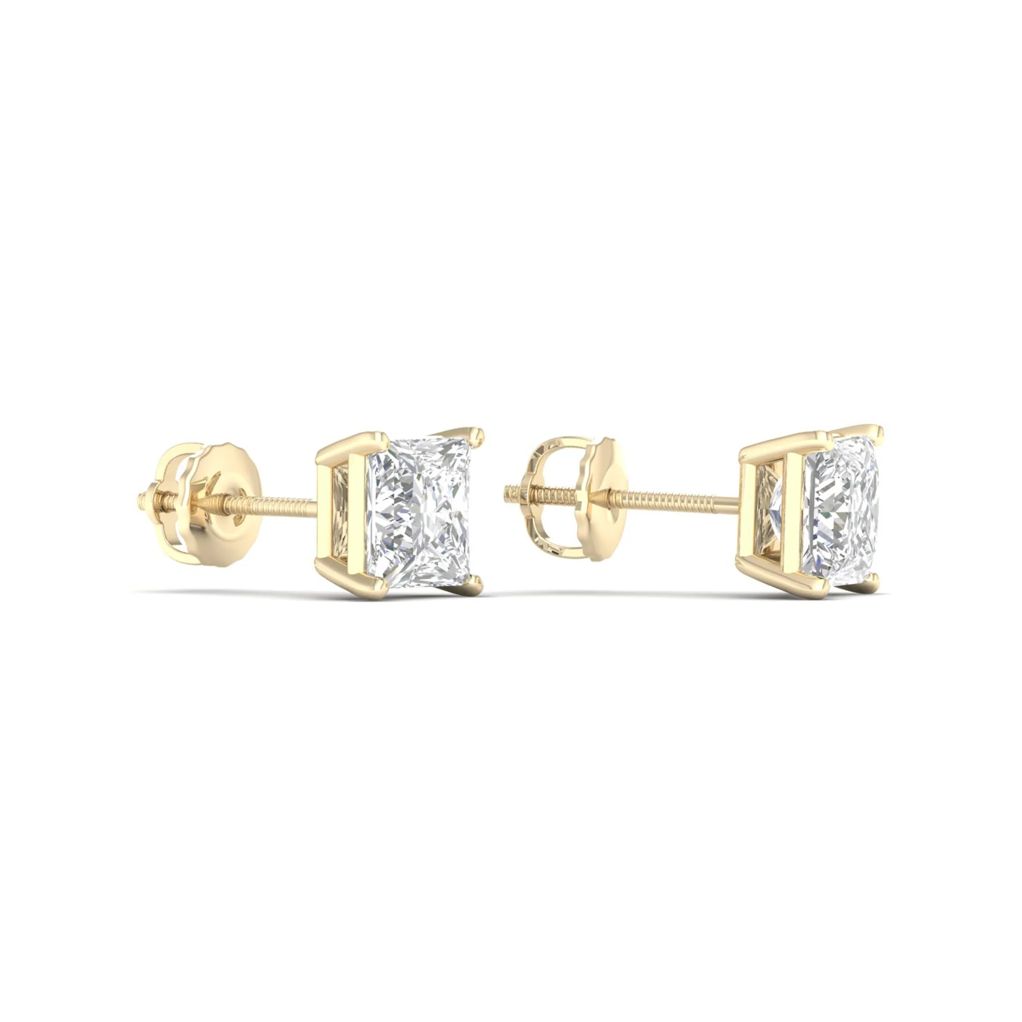 1 1/2 ctw Classic Princess Solitaire Ear Stud - Image 2