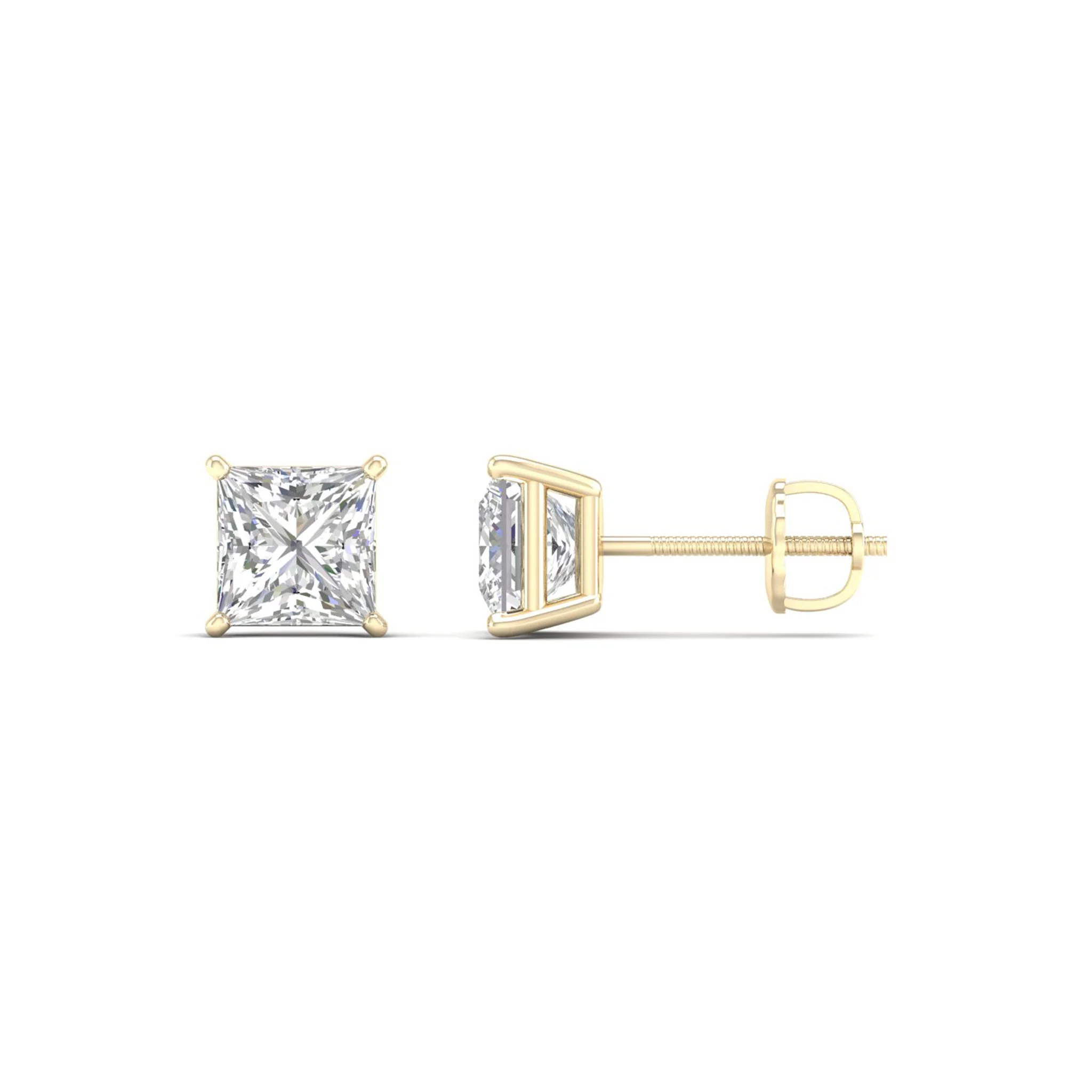 1 1/2 ctw Classic Princess Solitaire Ear Stud - Image 3