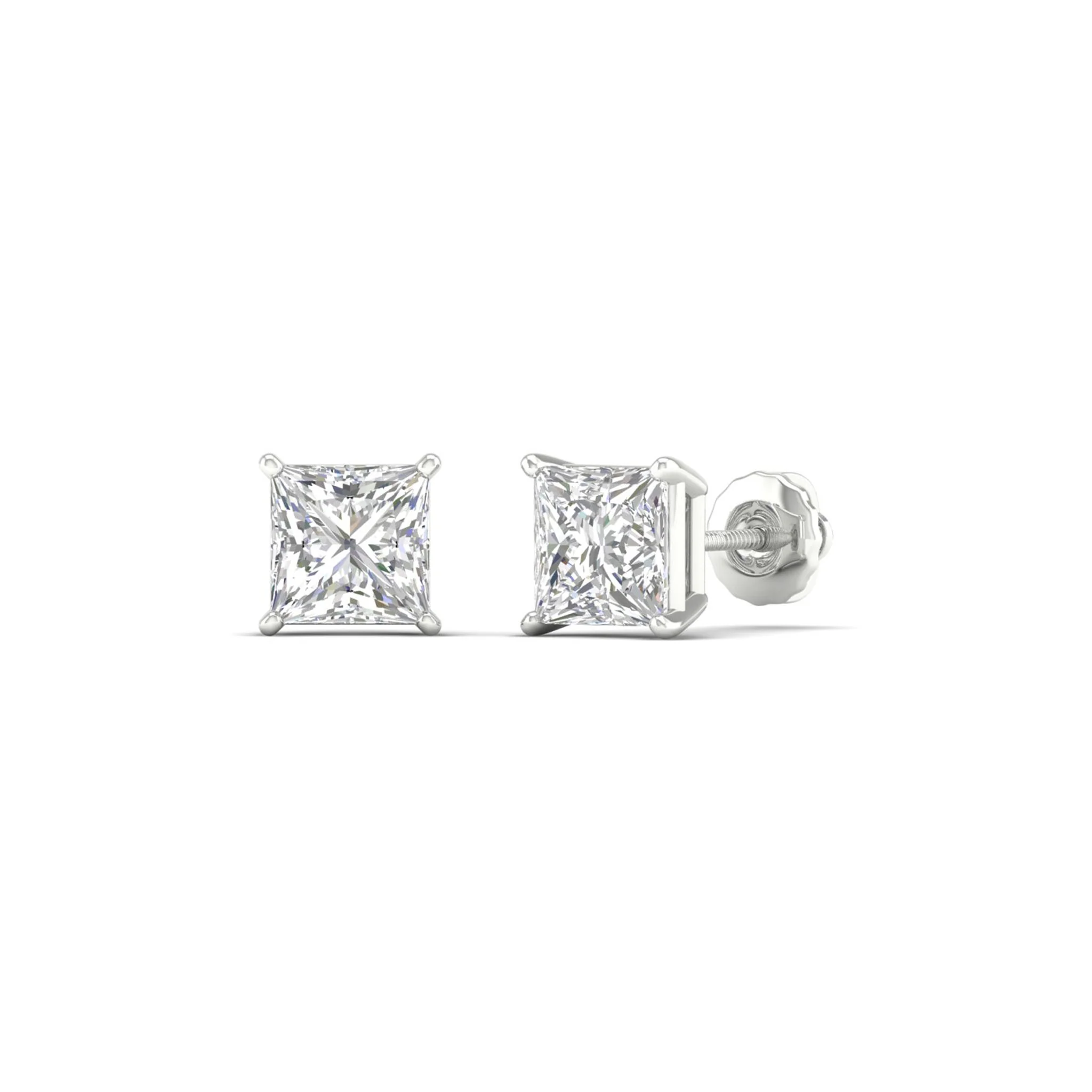 1 1/2 ctw Classic Princess Solitaire Ear Stud - Image 4