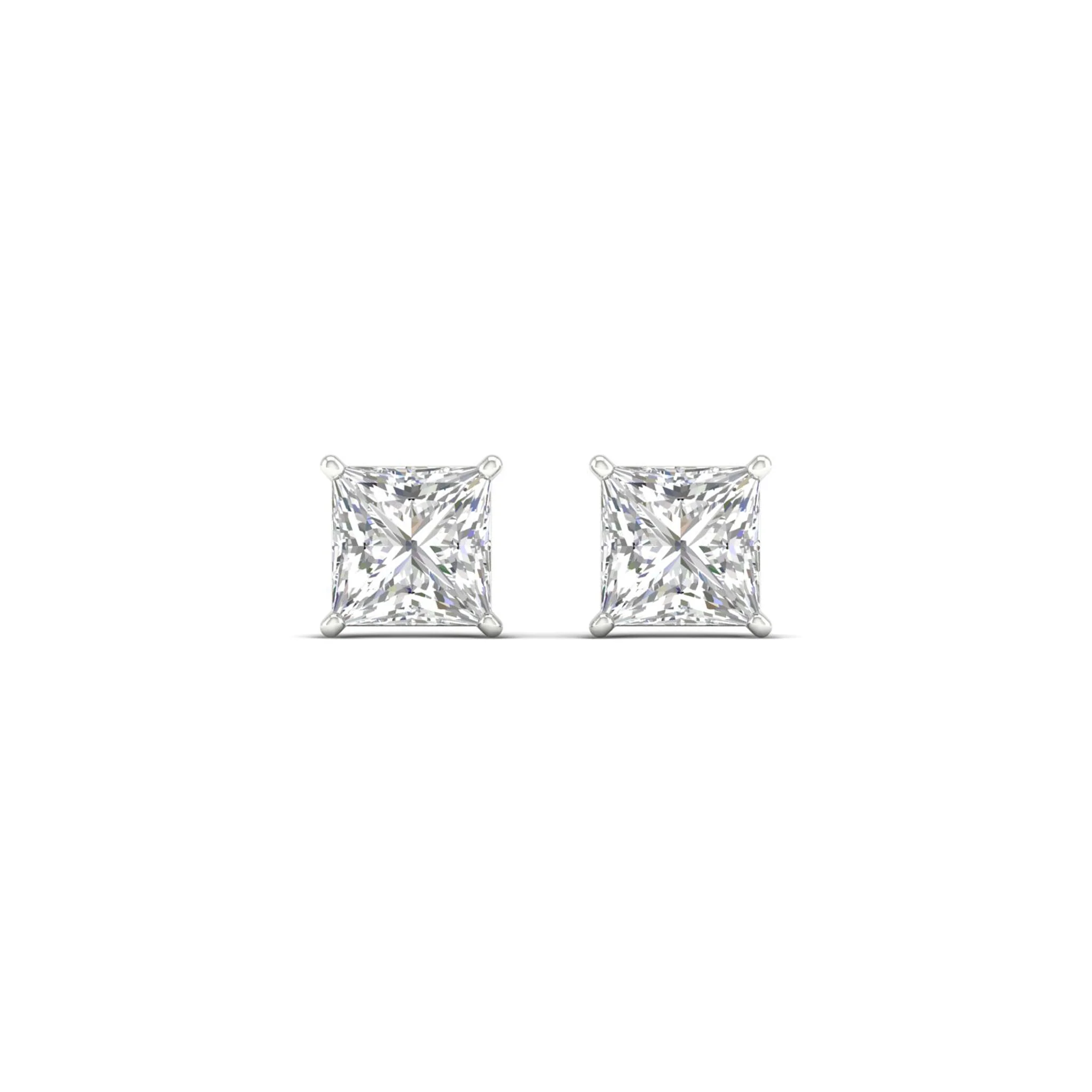 1 1/2 ctw Classic Princess Solitaire Ear Stud - Image 5