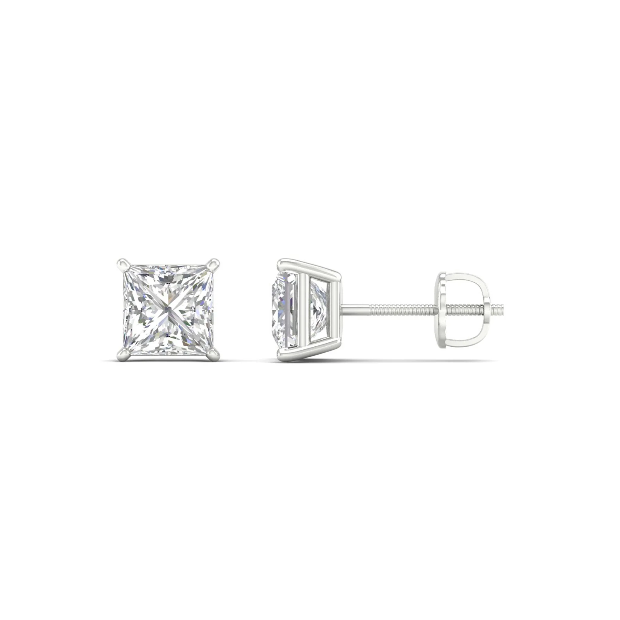 1 1/2 ctw Classic Princess Solitaire Ear Stud - Image 6