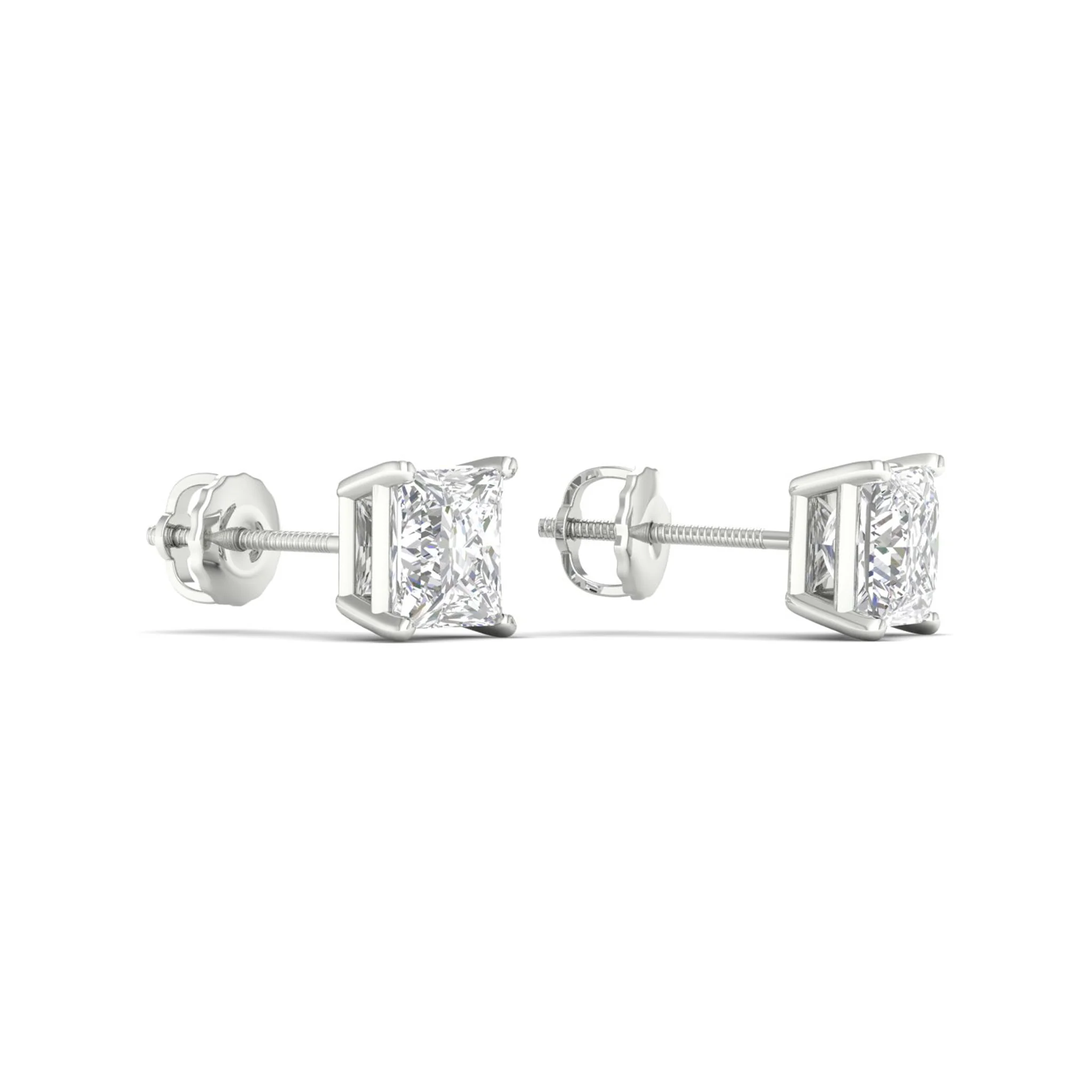 1 1/2 ctw Classic Princess Solitaire Ear Stud - Image 7