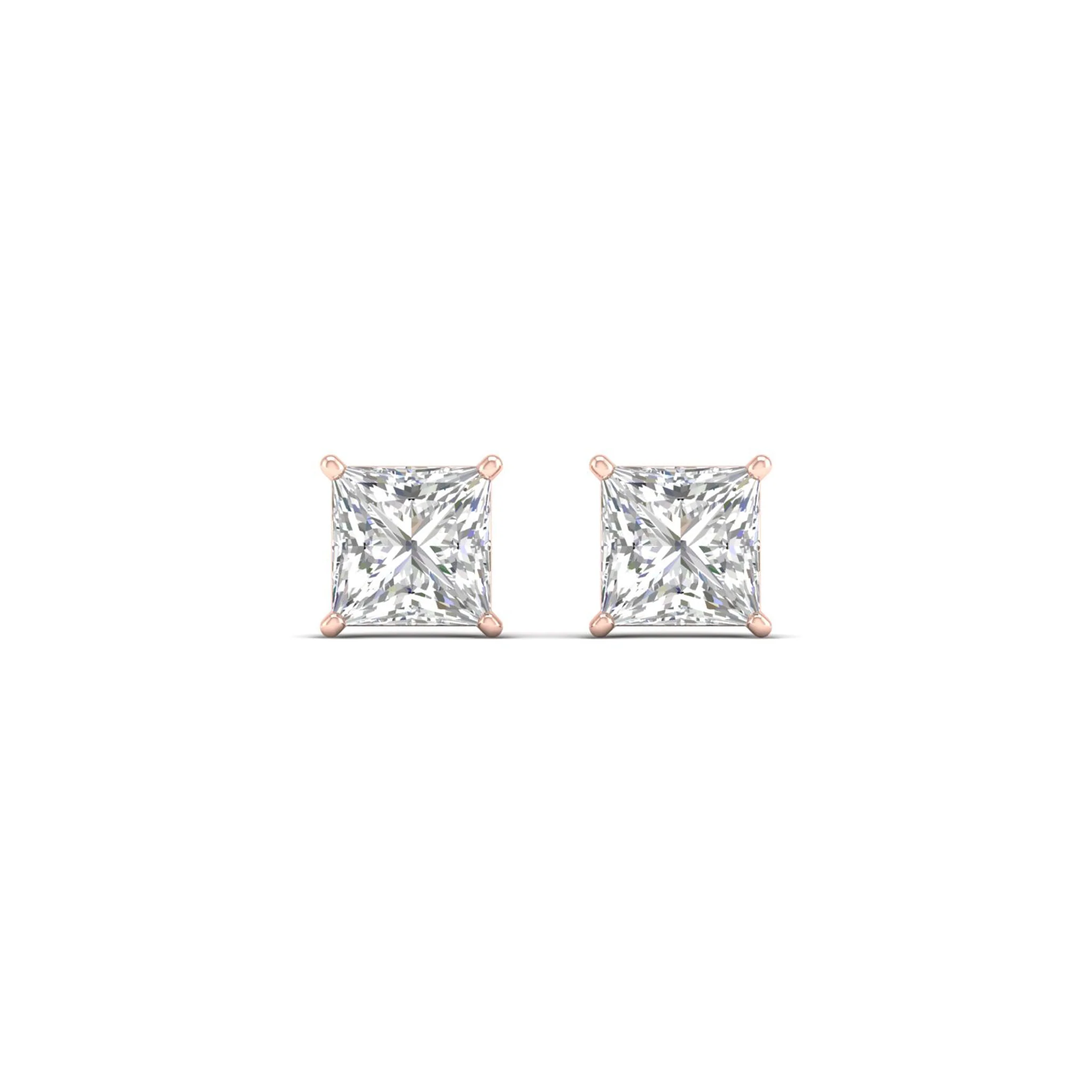 1 1/2 ctw Classic Princess Solitaire Ear Stud - Image 9