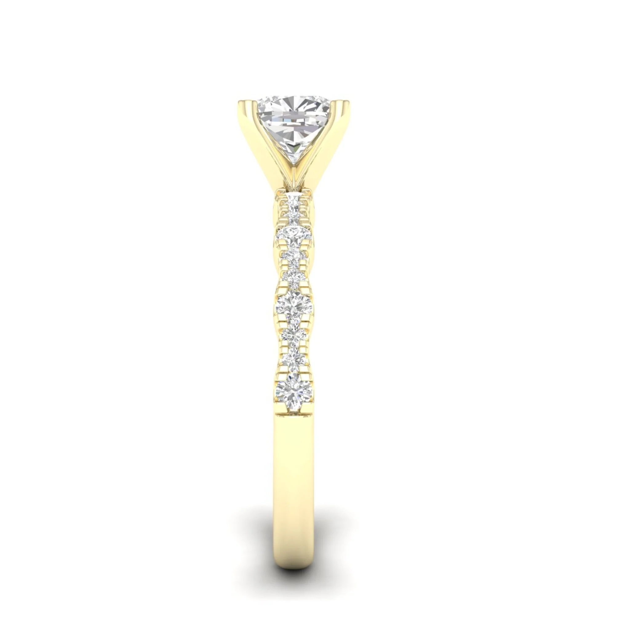 1 1/3 ctw Wavy Cushion Centre Engagement Ring - Image 3
