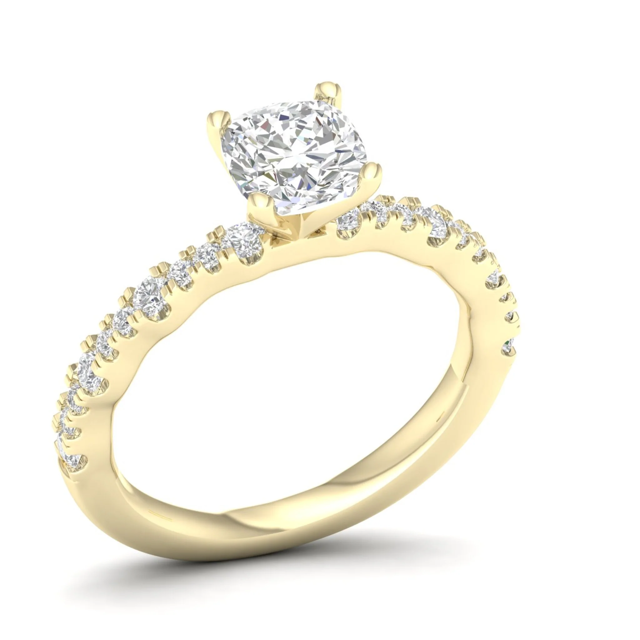 1 1/3 ctw Wavy Cushion Centre Engagement Ring - Image 4