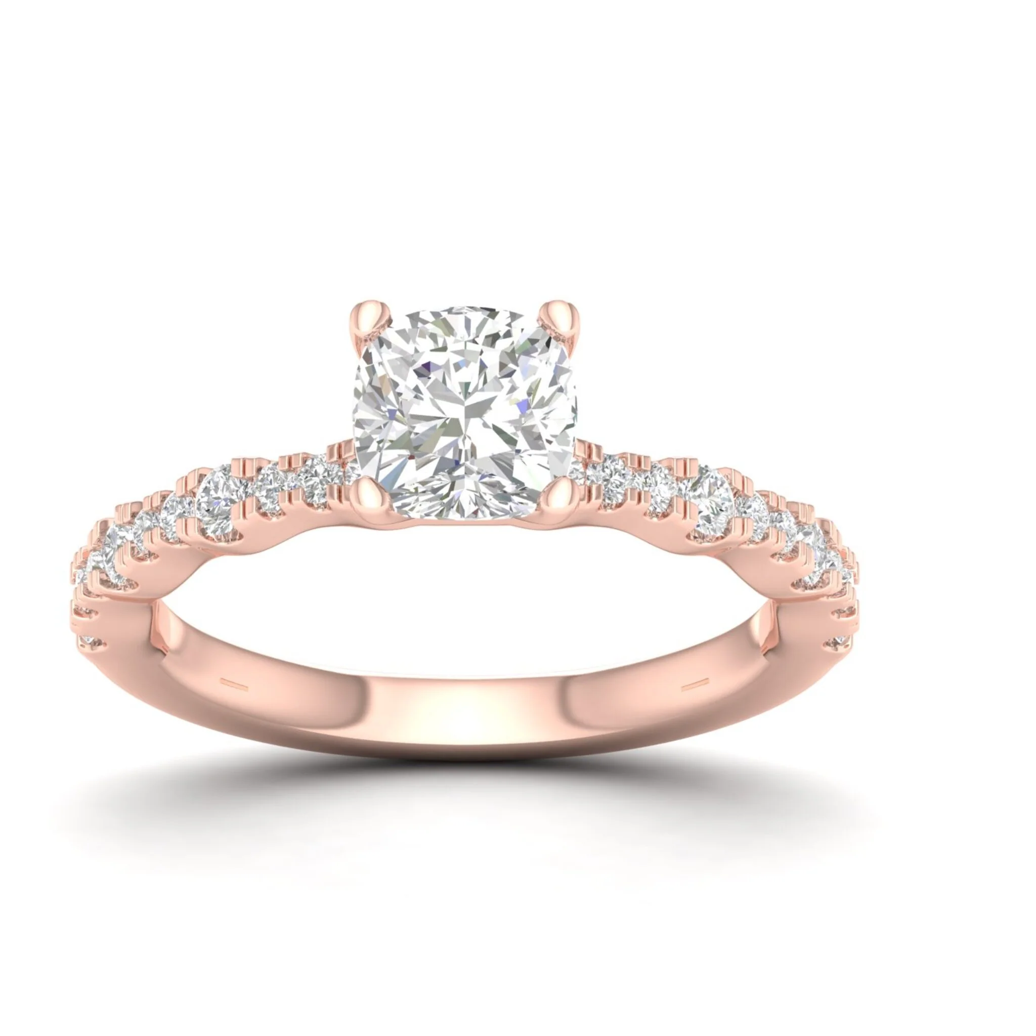 1 1/3 ctw Wavy Cushion Centre Engagement Ring - Image 5