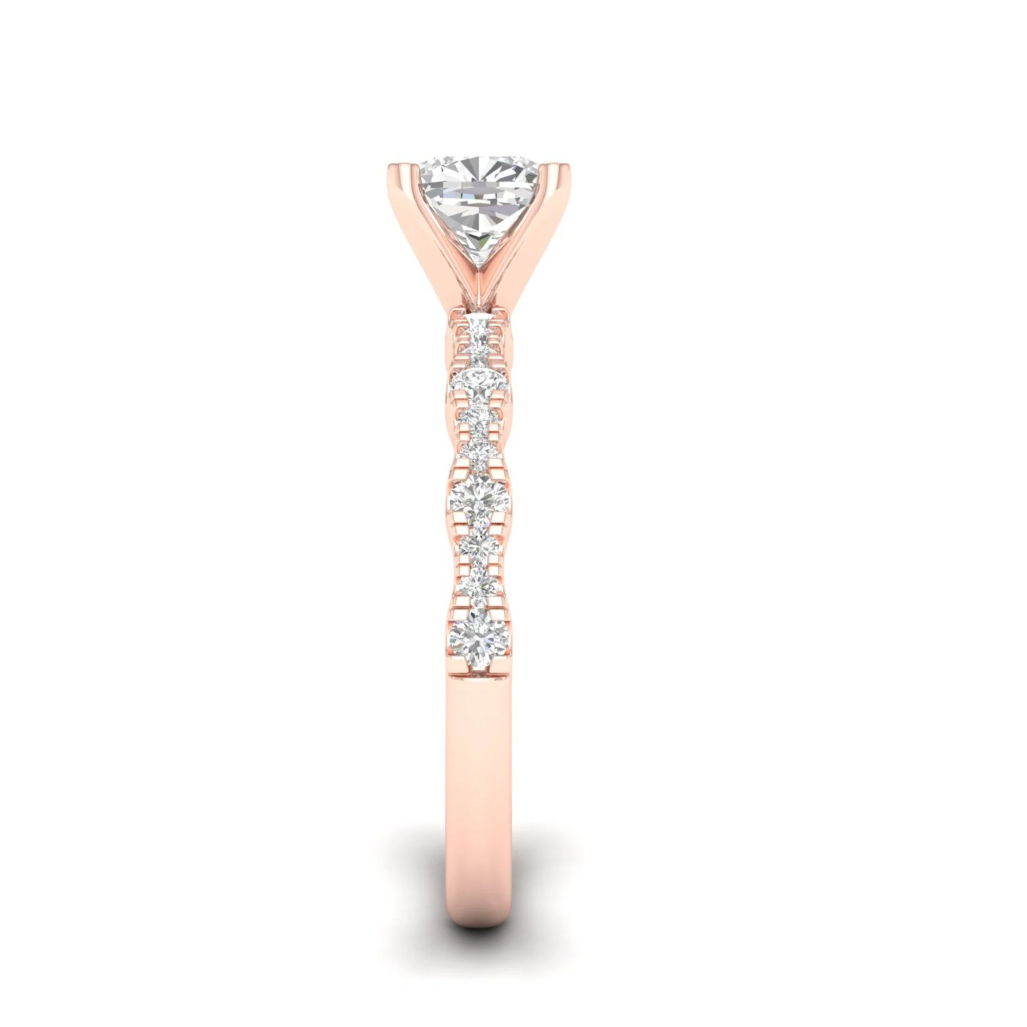 1 1/3 ctw Wavy Cushion Centre Engagement Ring - Image 6