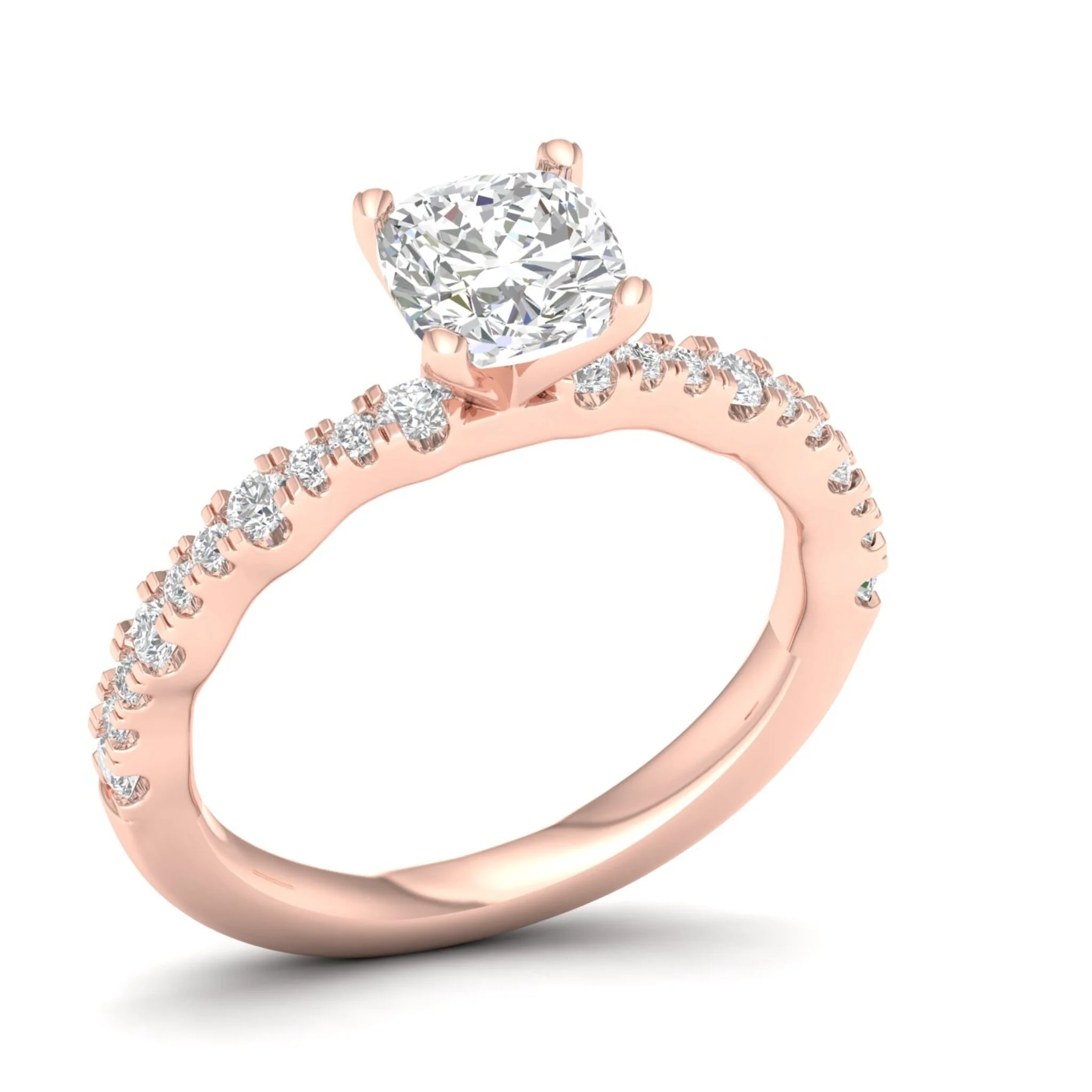 1 1/3 ctw Wavy Cushion Centre Engagement Ring - Image 8