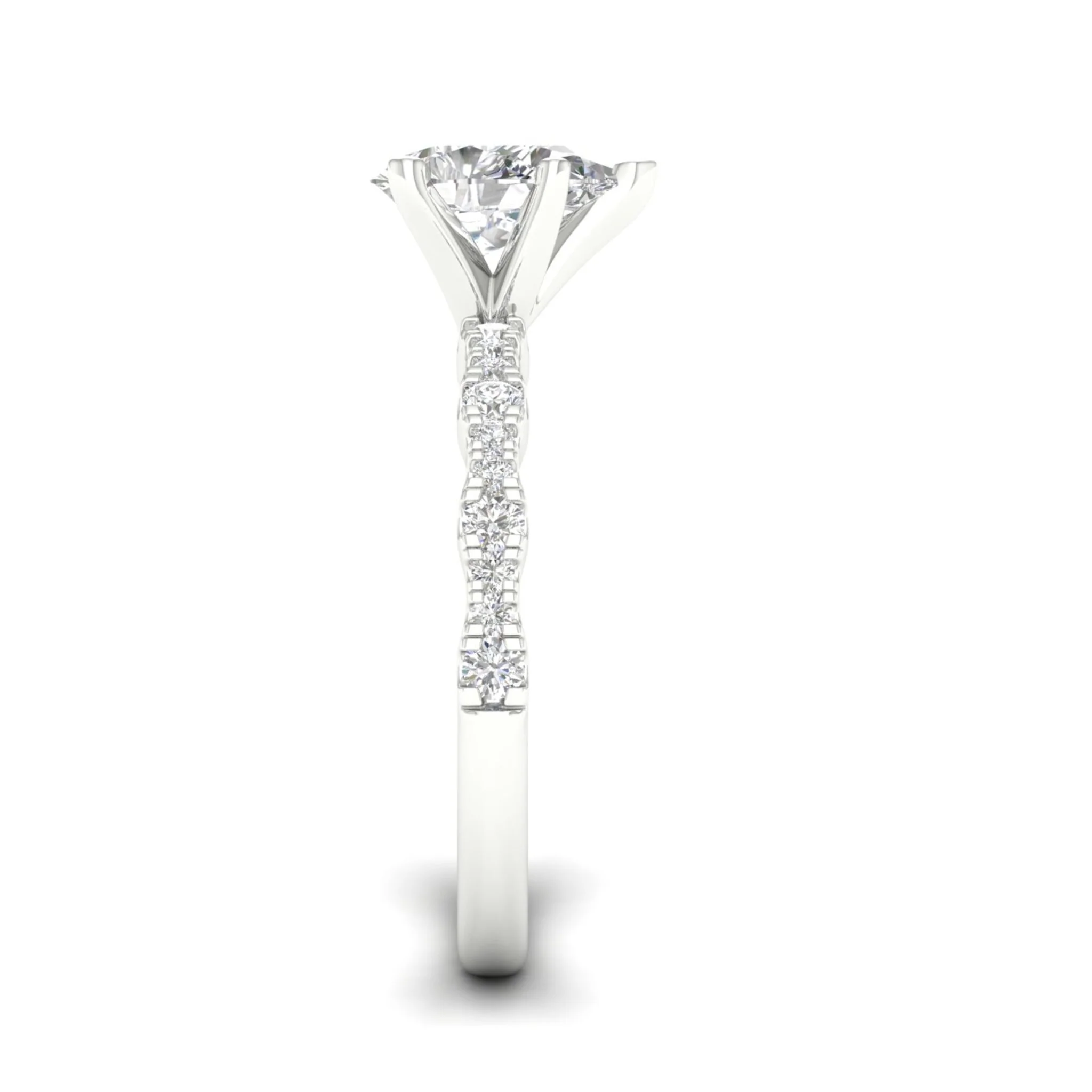 1 1/3 ctw Wavy Pear Centre Engagement Ring - Image 11