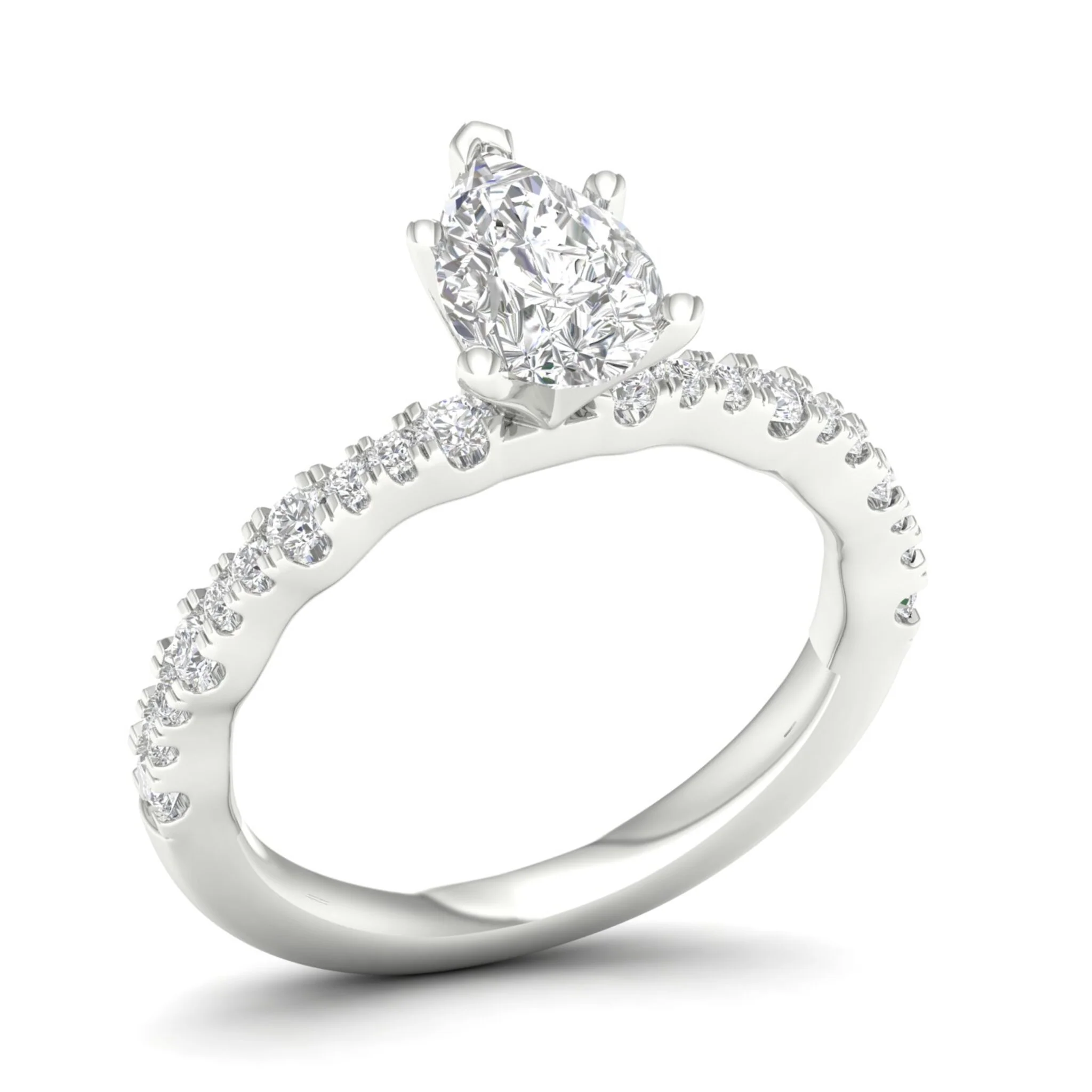 1 1/3 ctw Wavy Pear Centre Engagement Ring - Image 12