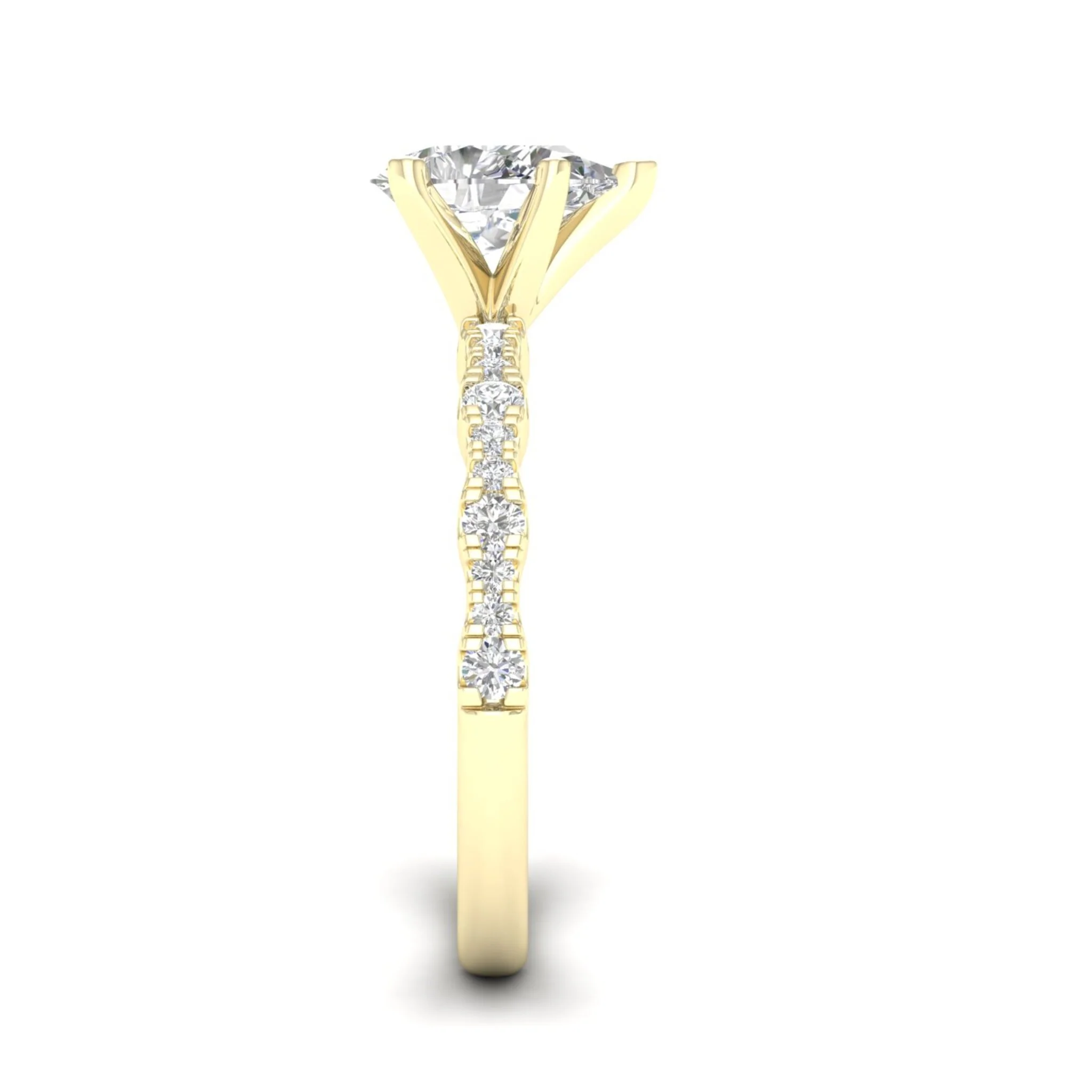 1 1/3 ctw Wavy Pear Centre Engagement Ring - Image 3