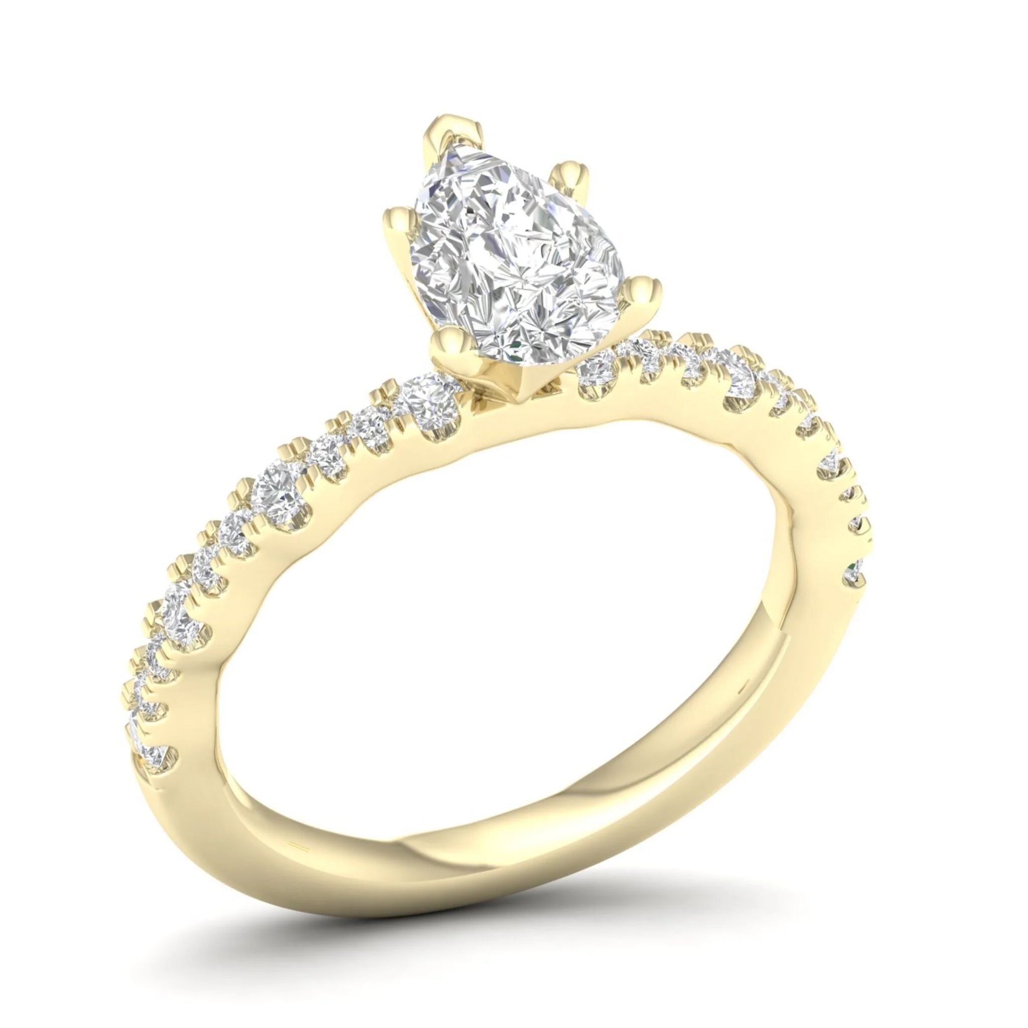 1 1/3 ctw Wavy Pear Centre Engagement Ring - Image 4