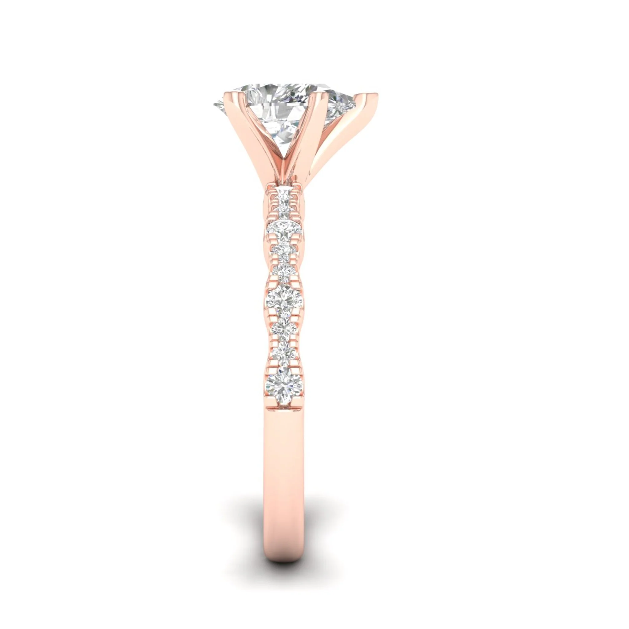 1 1/3 ctw Wavy Pear Centre Engagement Ring - Image 6