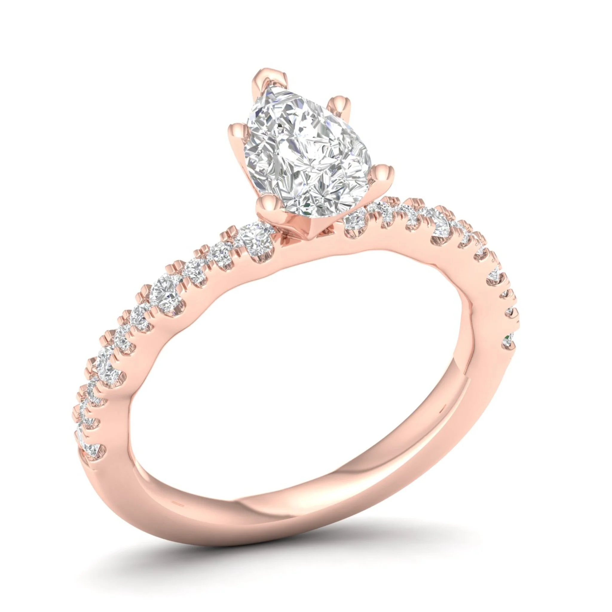 1 1/3 ctw Wavy Pear Centre Engagement Ring - Image 8