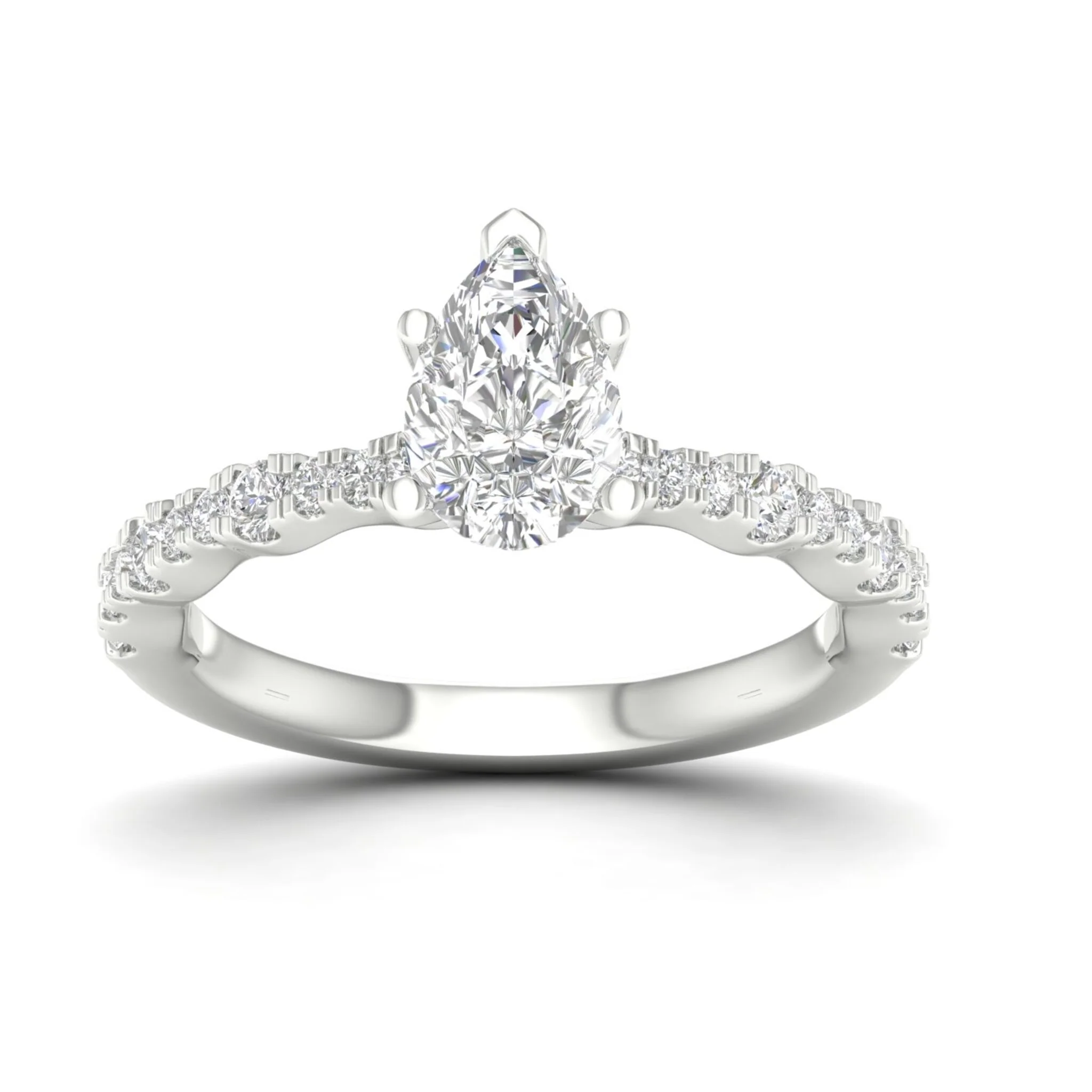 1 1/3 ctw Wavy Pear Centre Engagement Ring - Image 9