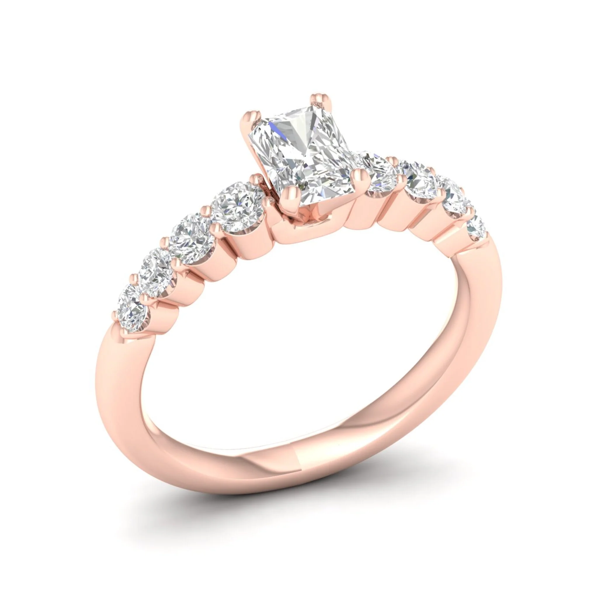 1 1/4 ctw Graduated Radiant Centre Engagement Ring - Image 12