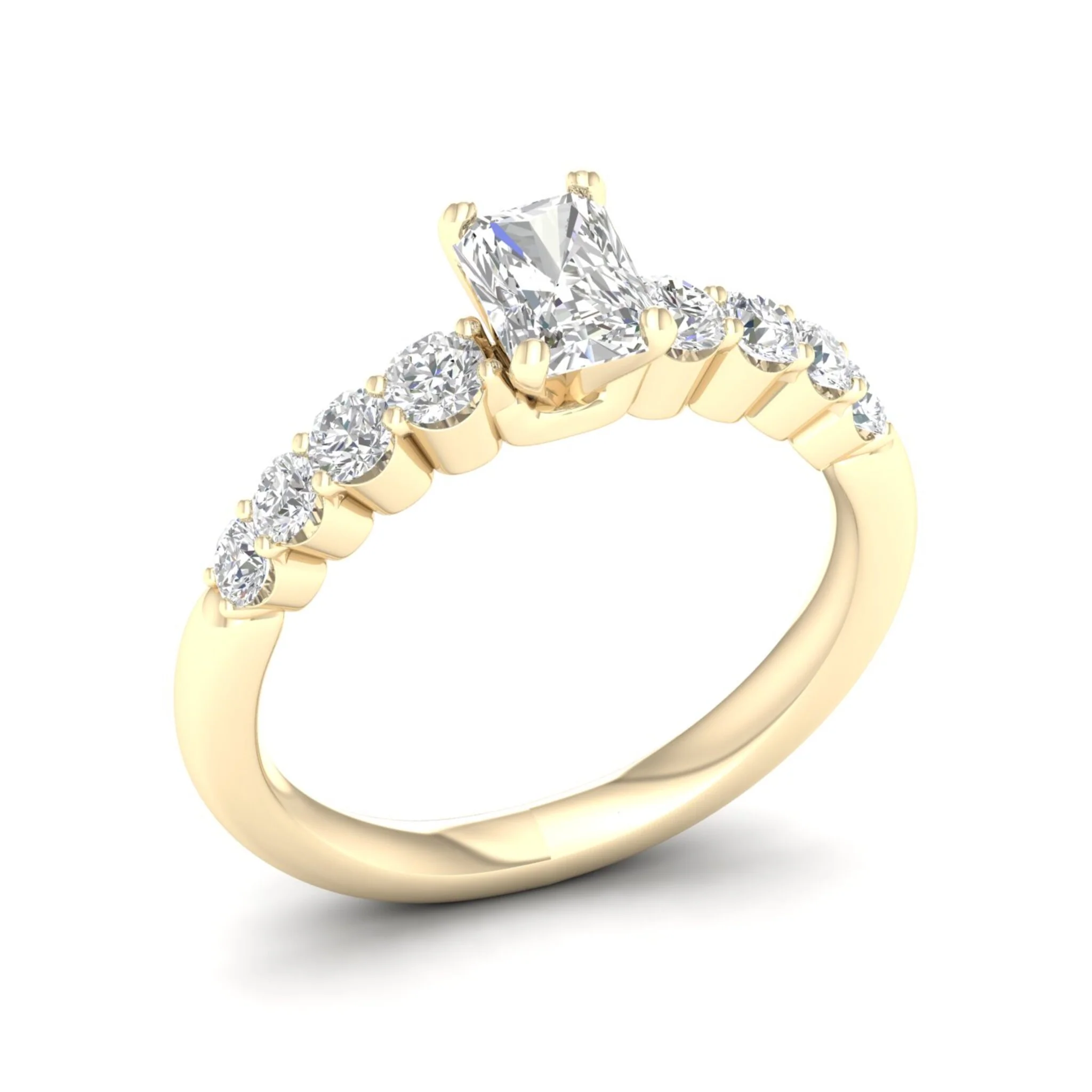 1 1/4 ctw Graduated Radiant Centre Engagement Ring - Image 3