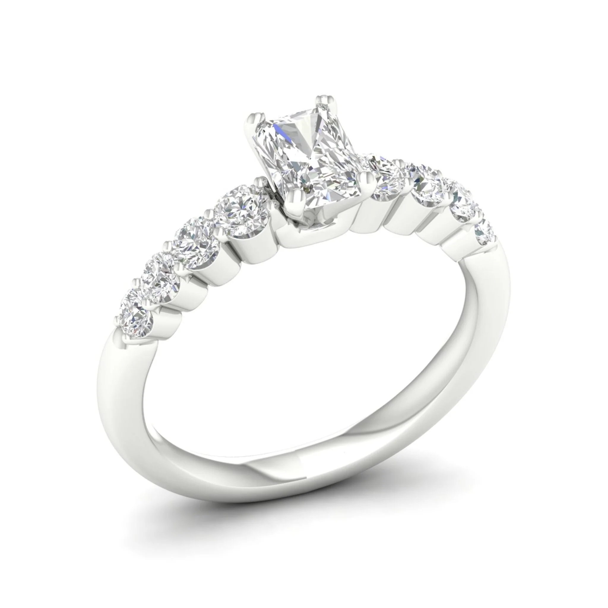 1 1/4 ctw Graduated Radiant Centre Engagement Ring - Image 8