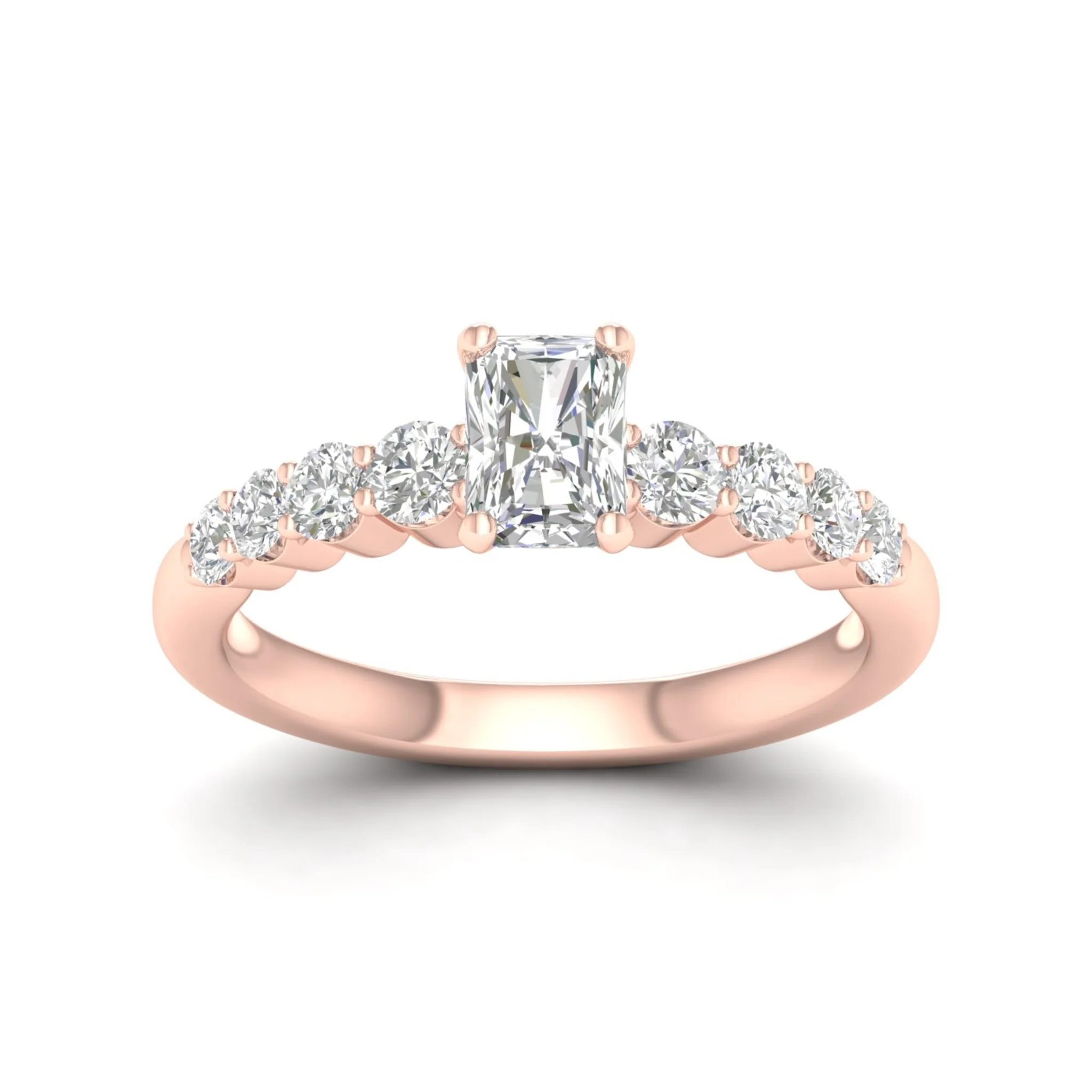 1 1/4 ctw Graduated Radiant Centre Engagement Ring - Image 9