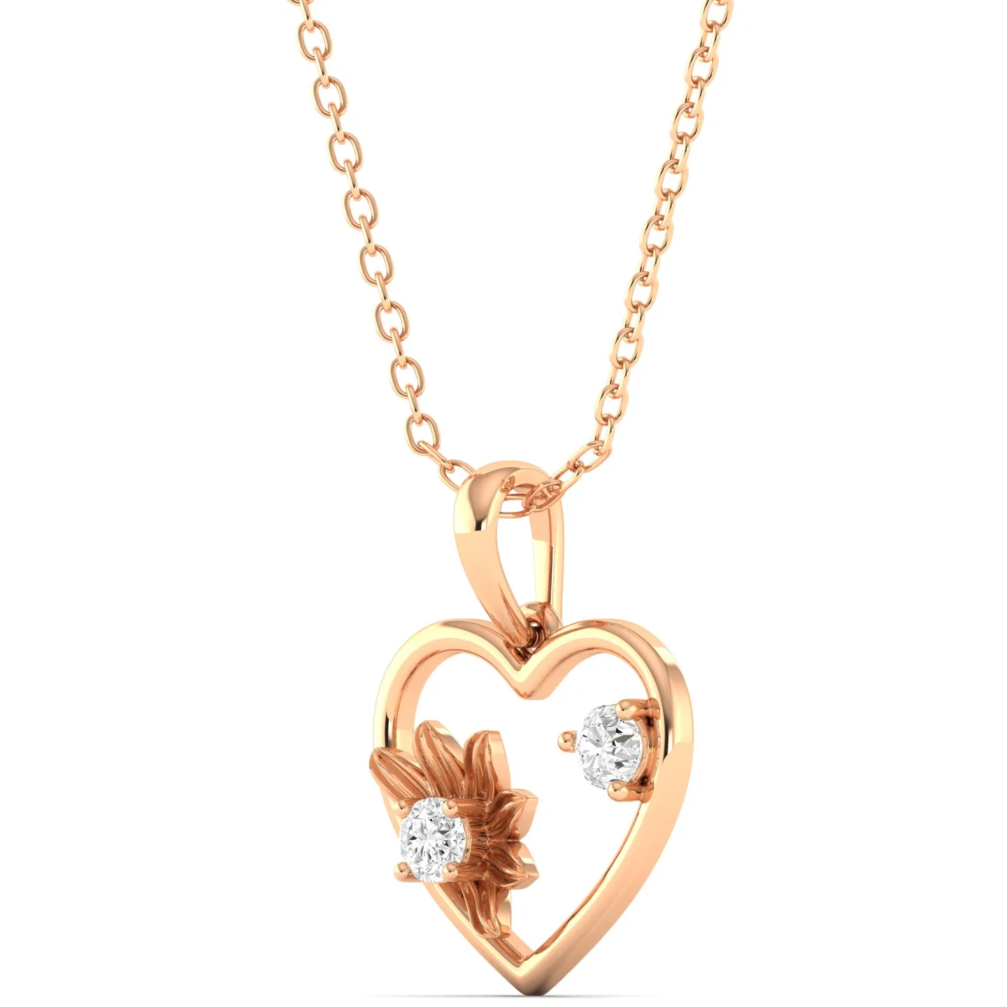 Round Cut Lab Grown Diamond Heart Floral Pendant 9k Solid Gold - Image 6